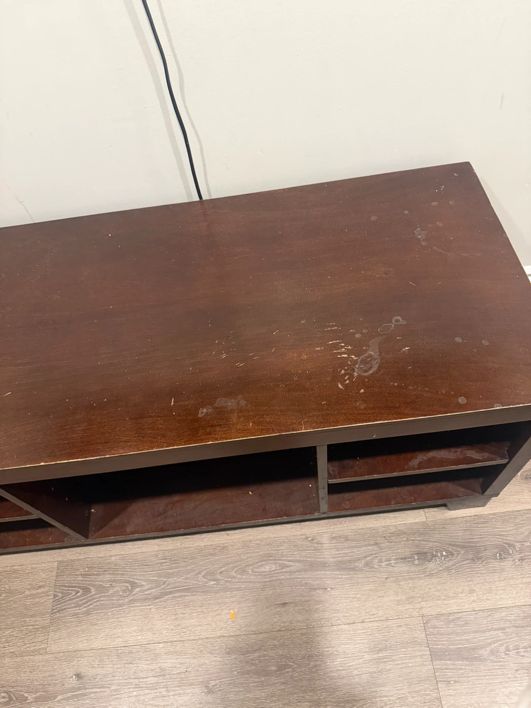Dark Brown Media Console with Shelves - photo 2