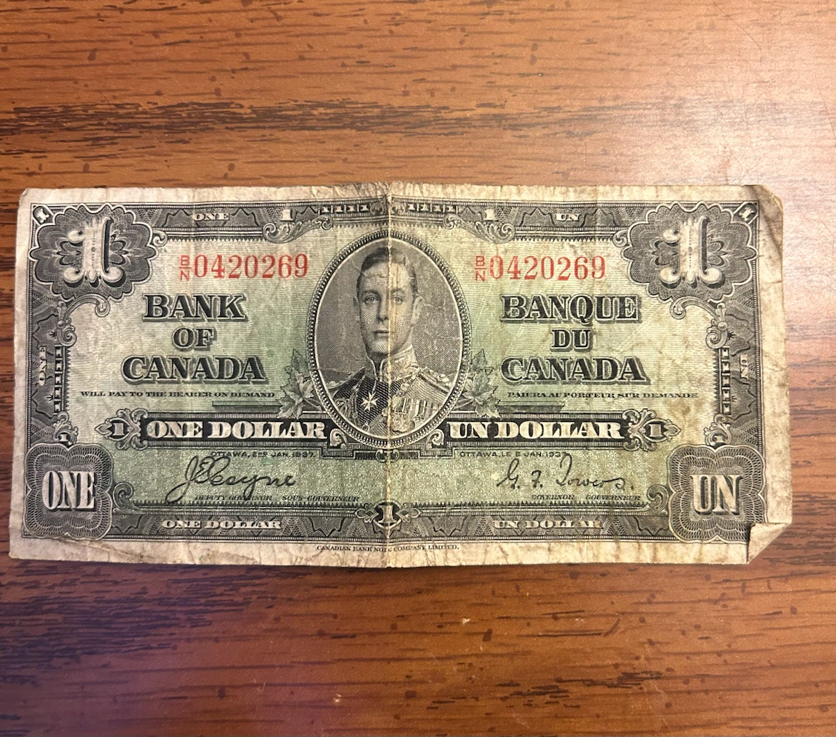 $20 1937 Bank of Canada $1 note