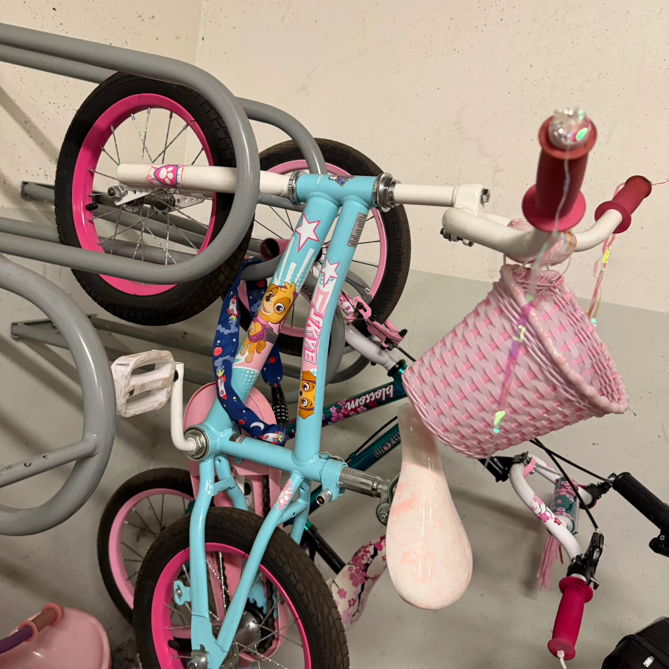 Kids' Blue and Pink Bike with Basket