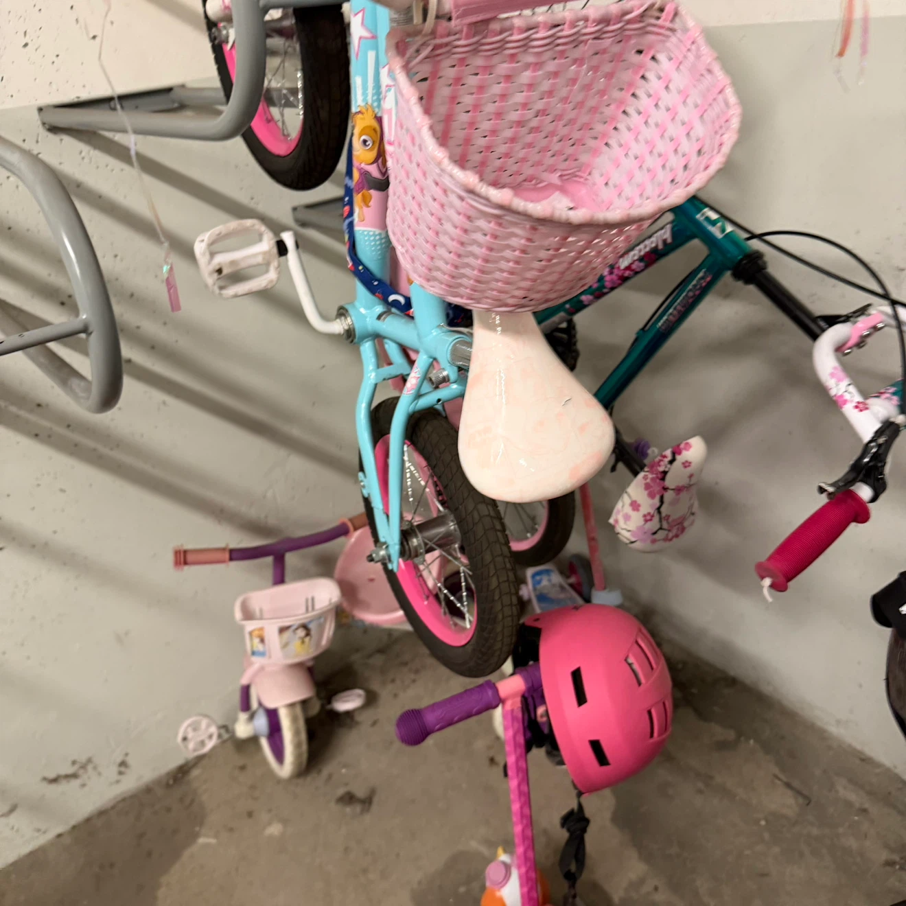 Kids' Blue and Pink Bike with Basket - photo 2