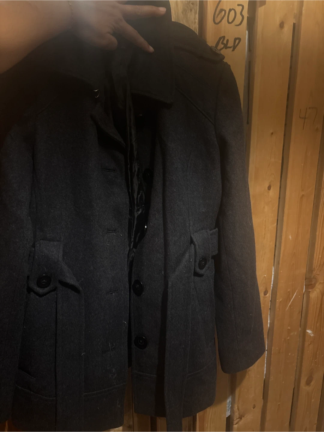 Dark Grey Wool Blend Peacoat