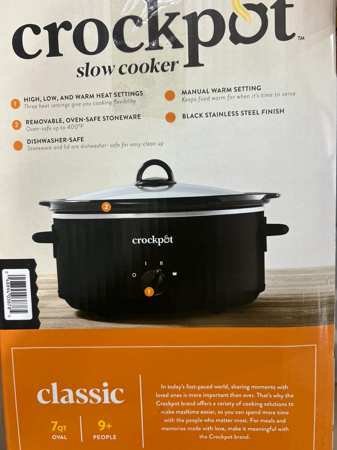 Crock-Pot Classic 7QT Oval Slow Cooker - Black Stainless Steel - photo 2