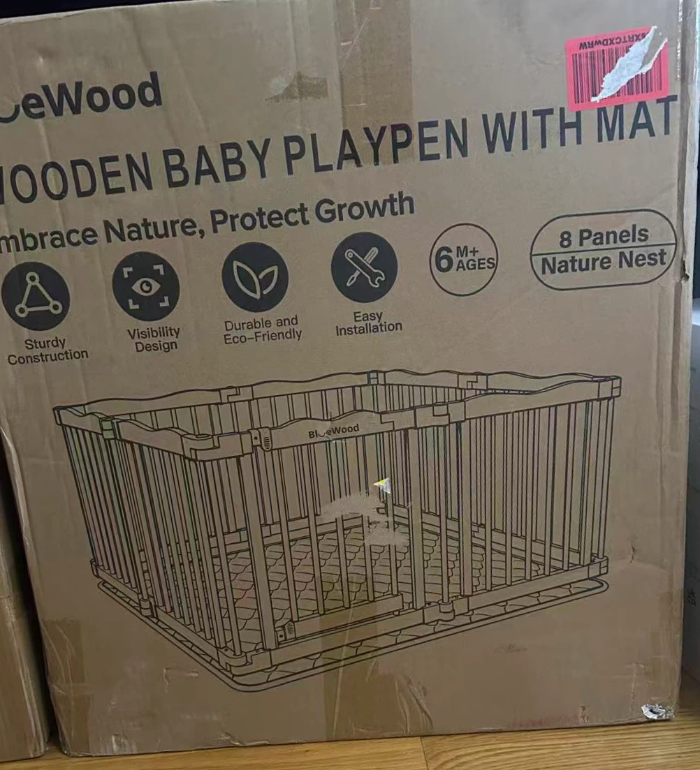 🔥 BRAND NEW – BlueWood Wooden Baby Playpen with Mat | 8 Panels
