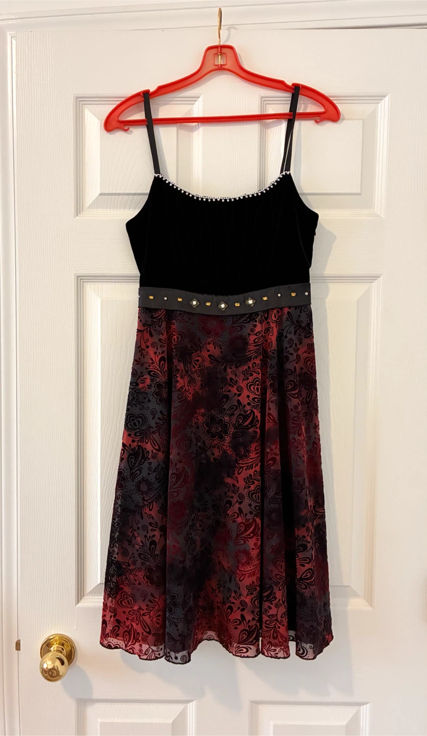 Like New Pretty Velvet Rhinestone Burgandy Dress