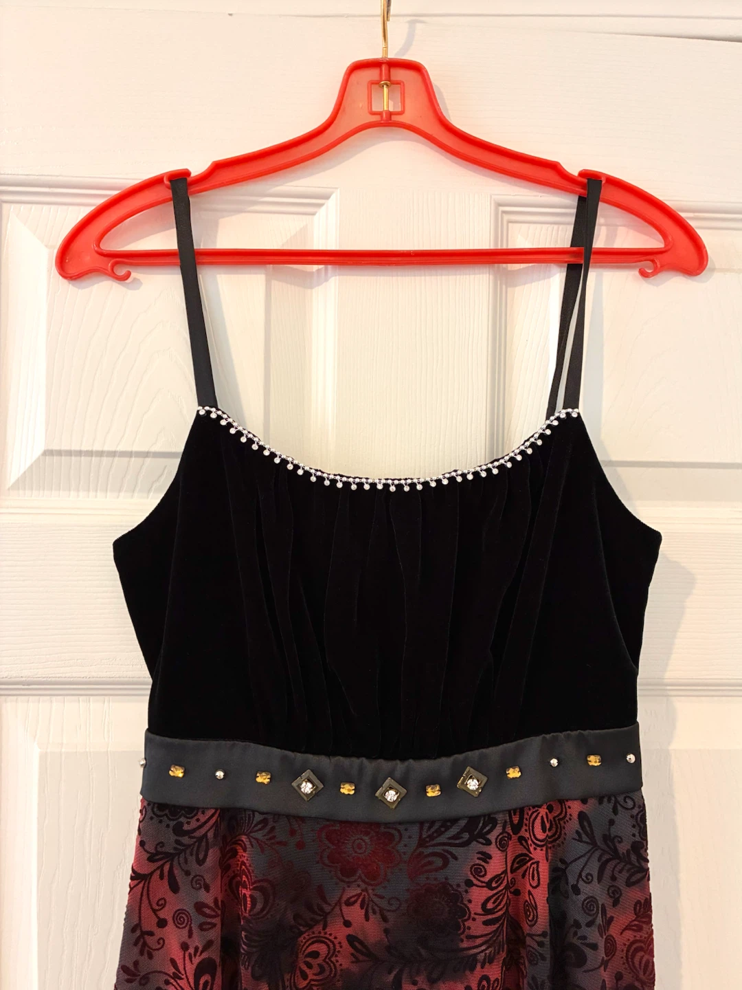 Like New Pretty Velvet Rhinestone Burgandy Dress - photo 2