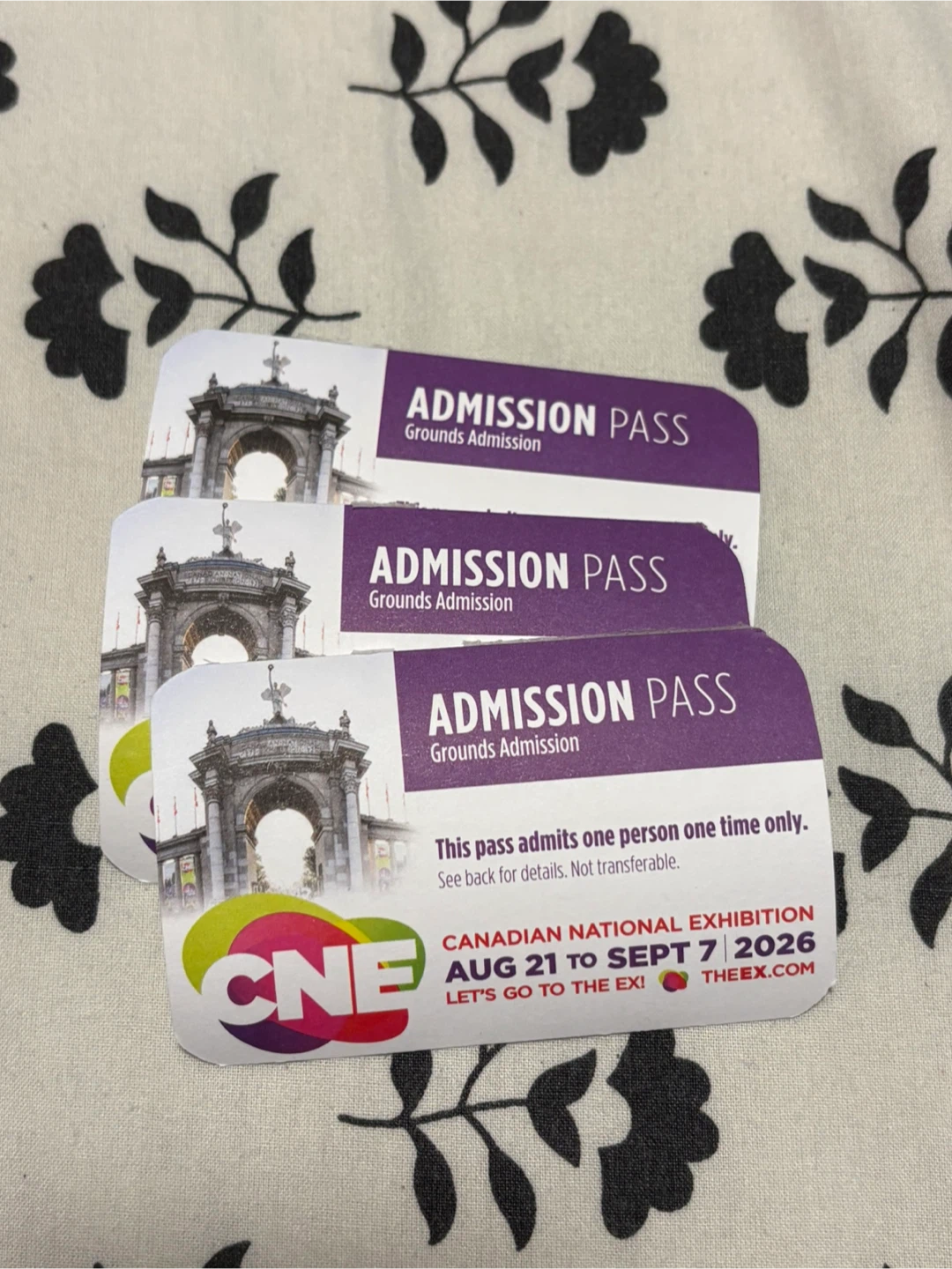 3 CNE Admission Passes