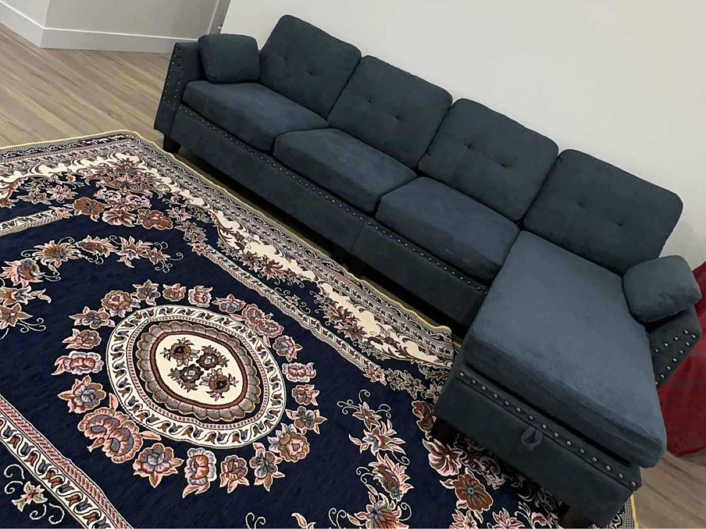 Dark Blue Sectional Sofa with Storage