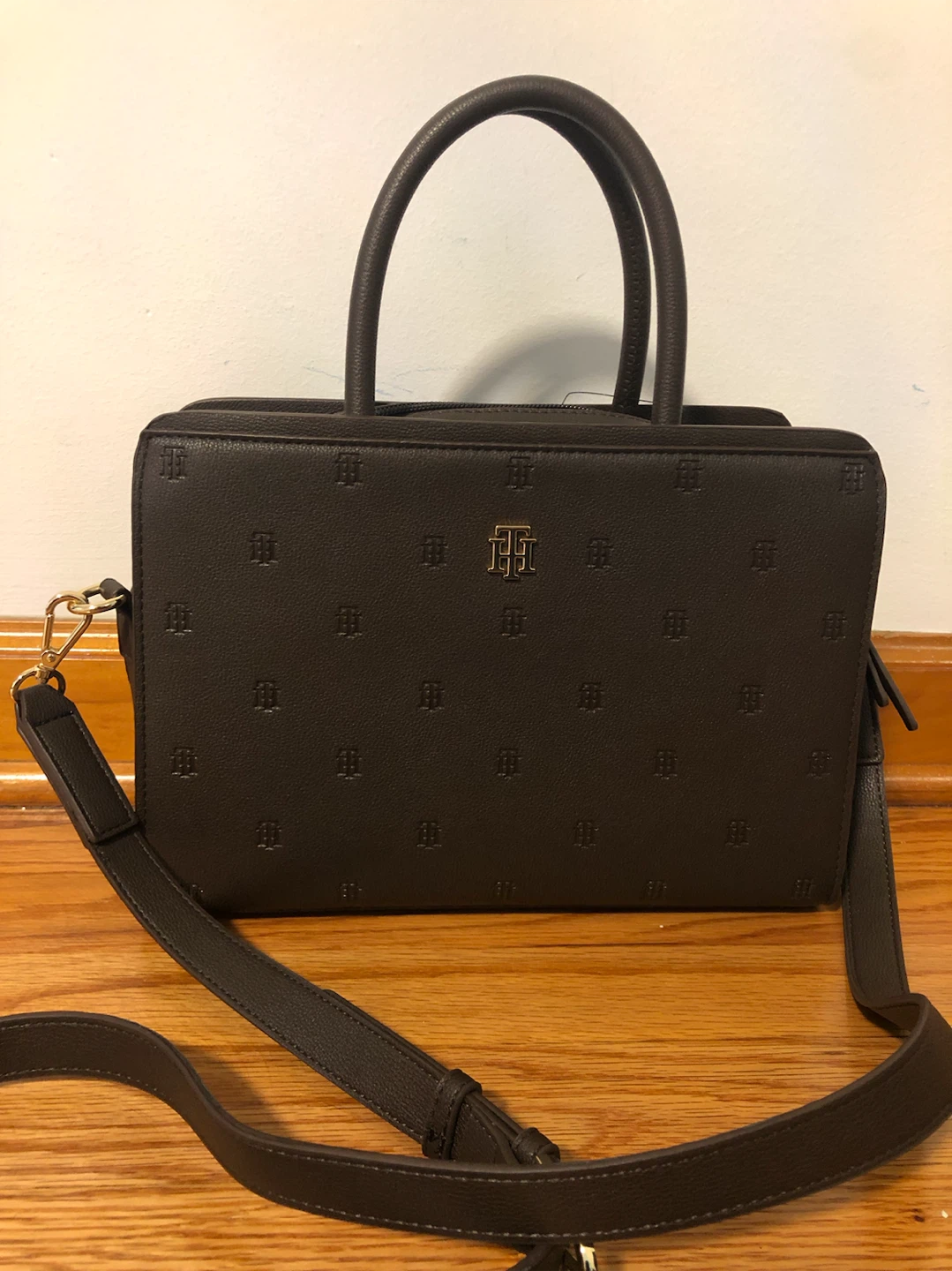 Tommy Hilfiger Brown Monogram Satchel Bag