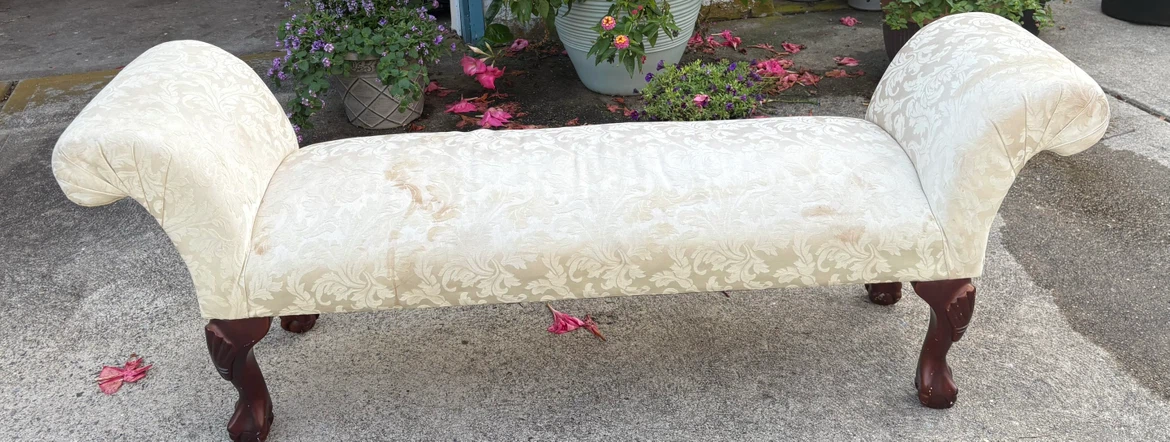 Cream Upholstered Chaise Lounge with Decorative Pillows - photo 2