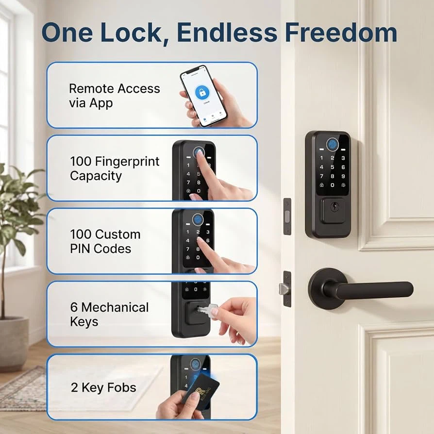 🔥 Brand NEW – WiFi Smart Door Lock | Fingerprint & Keyless Entry - photo 3