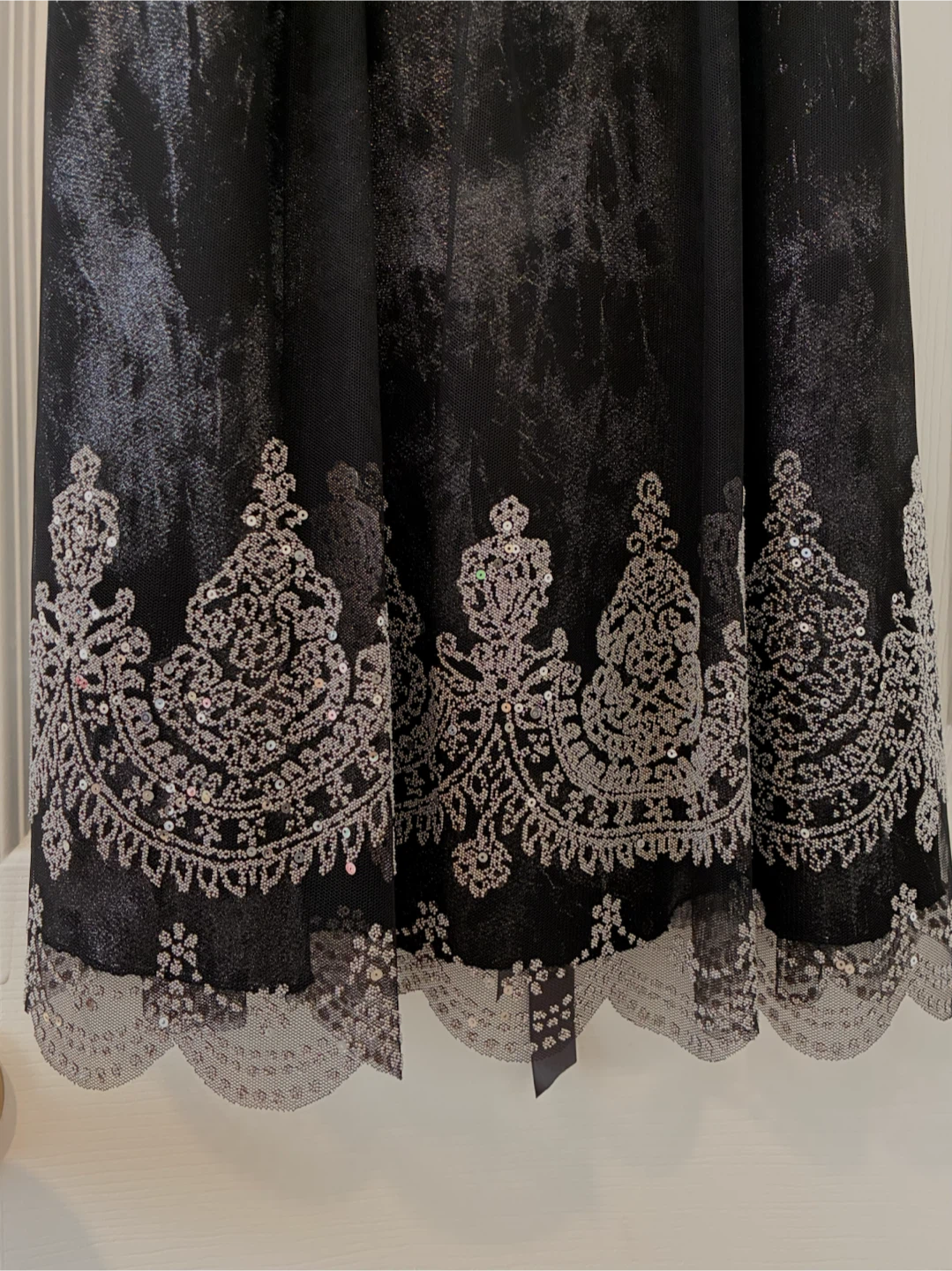 LIKE NEW Elegant Rhinestone Neckline Black Detailed Trim Dress - photo 3
