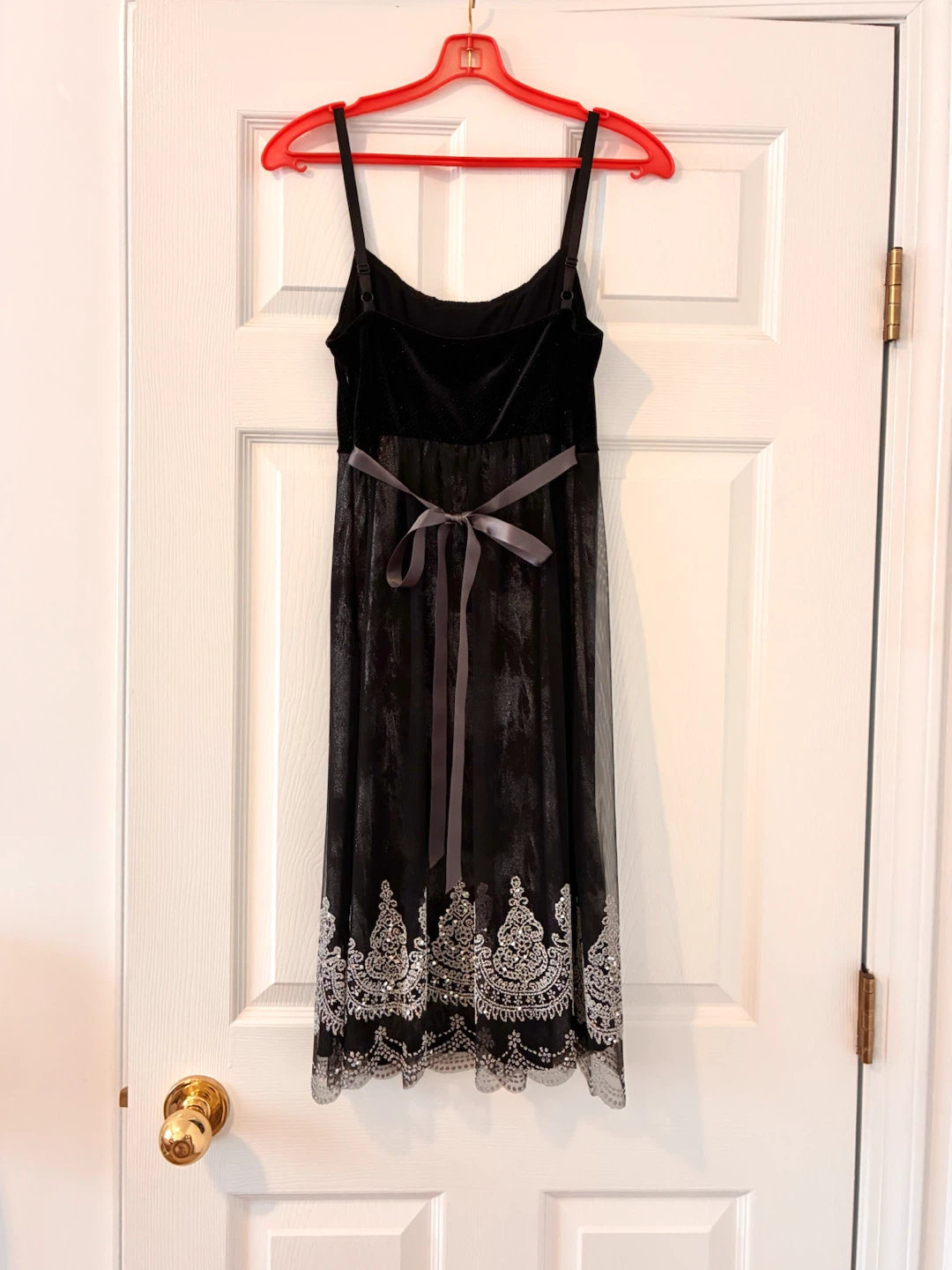 LIKE NEW Elegant Rhinestone Neckline Black Detailed Trim Dress - photo 4