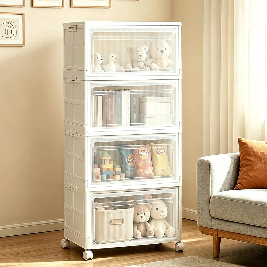 🔥 Brand NEW – 4-Tier Stackable Storage Bins with Lids & Wheels