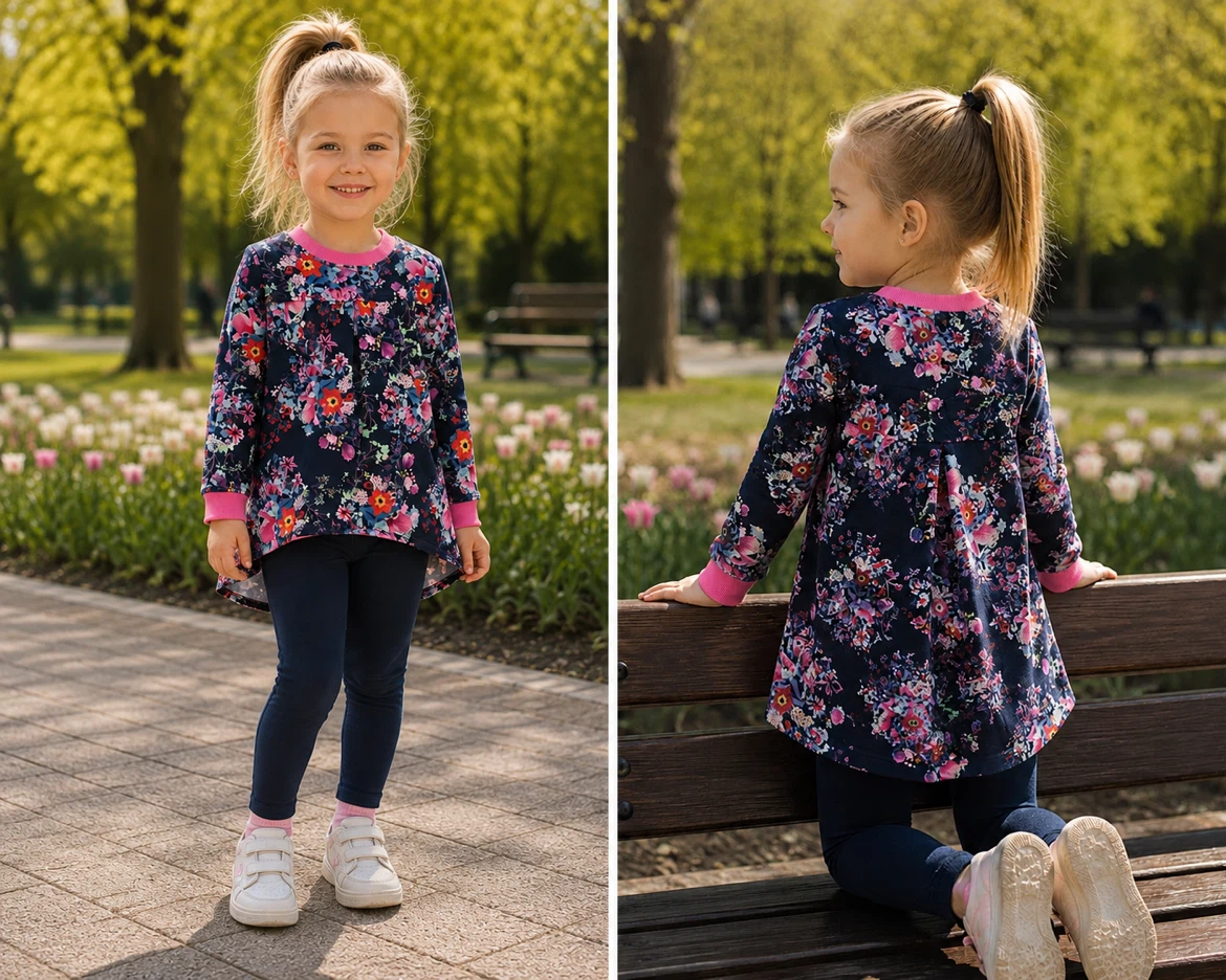 Bright & stylish 2-piece girls’ set — tunic + leggings.