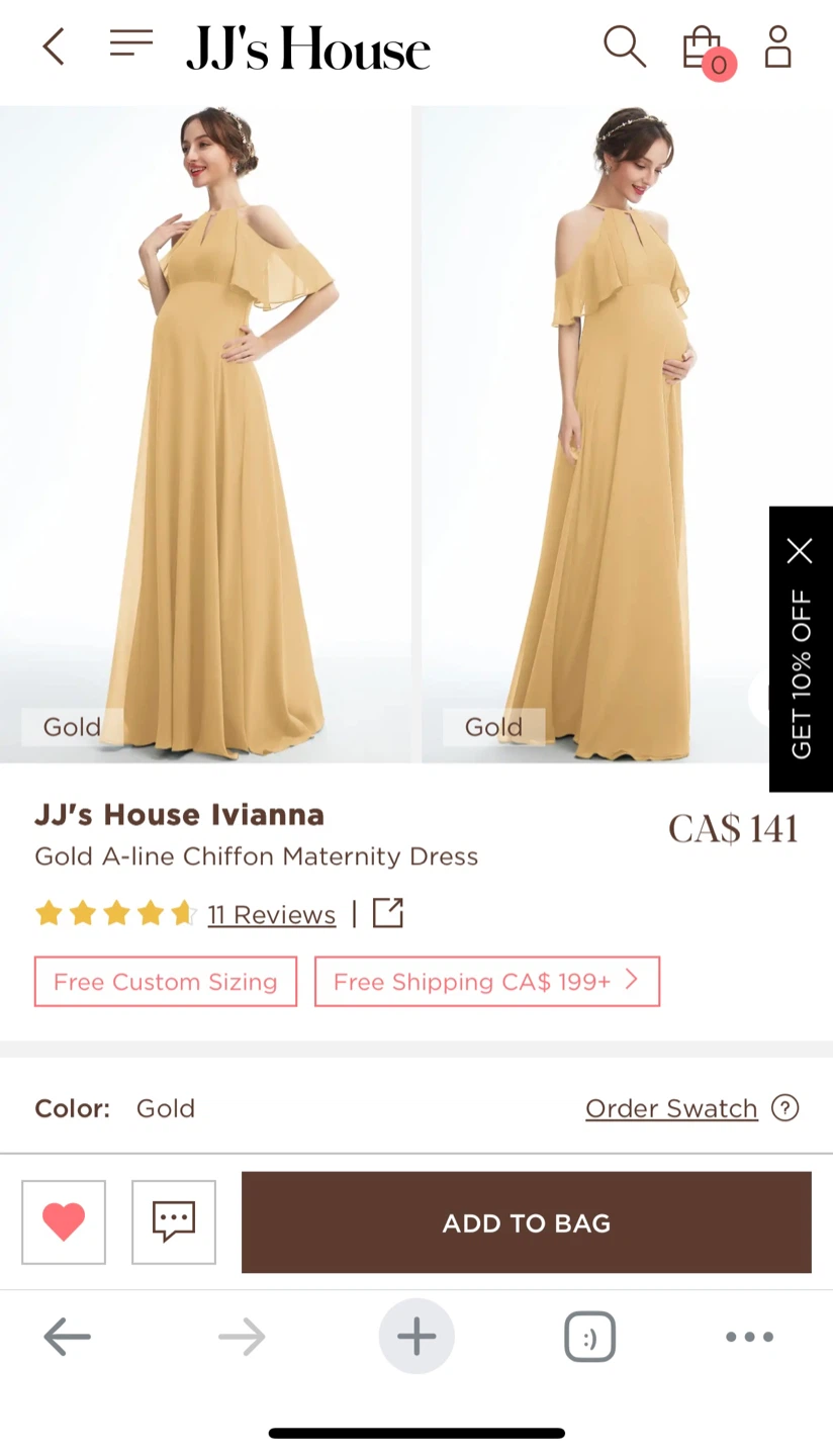 Gold A-line chiffon Maternity Dress ress