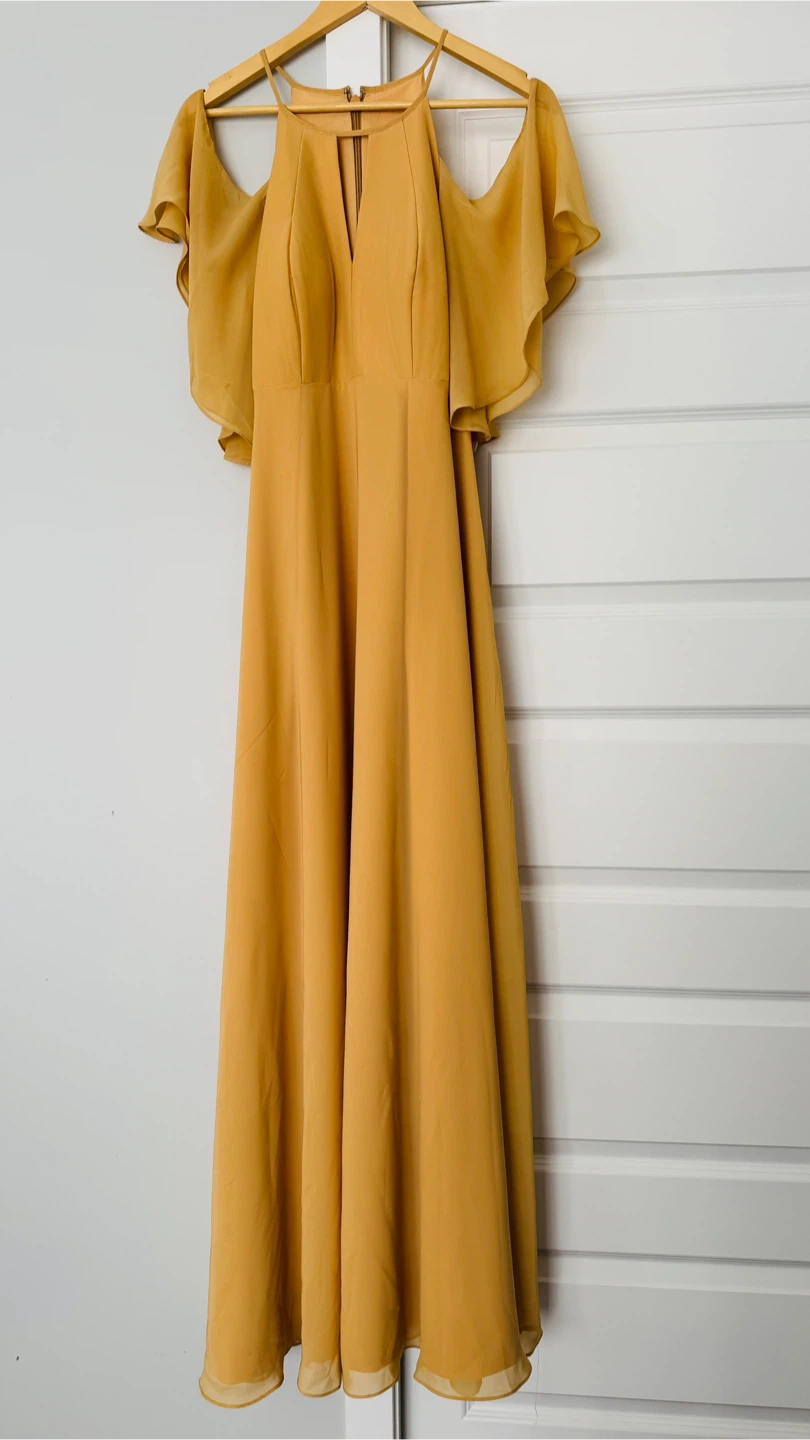 Gold A-line chiffon Maternity Dress ress - photo 2