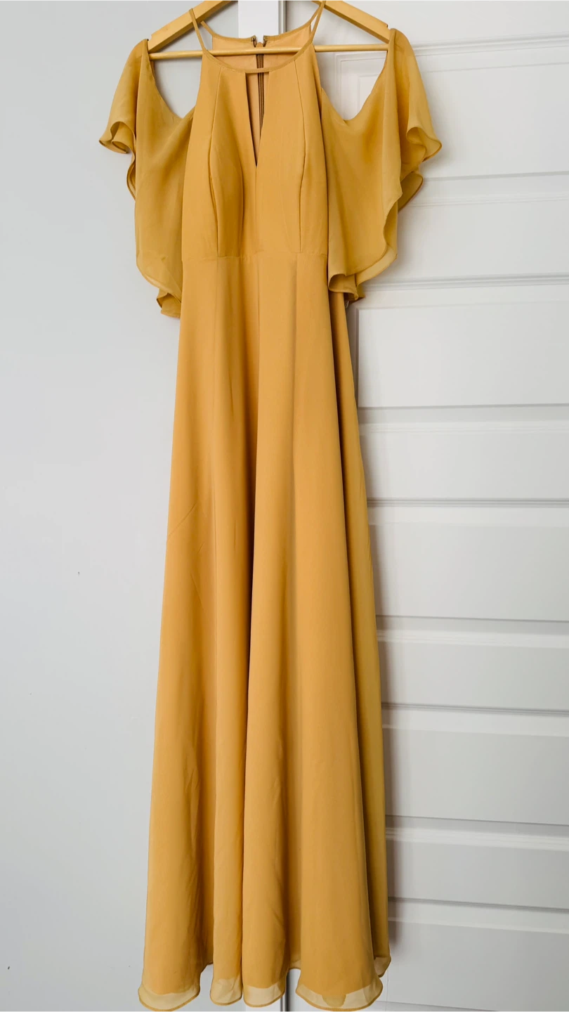 Gold A-line chiffon Maternity Dress ress - photo 3