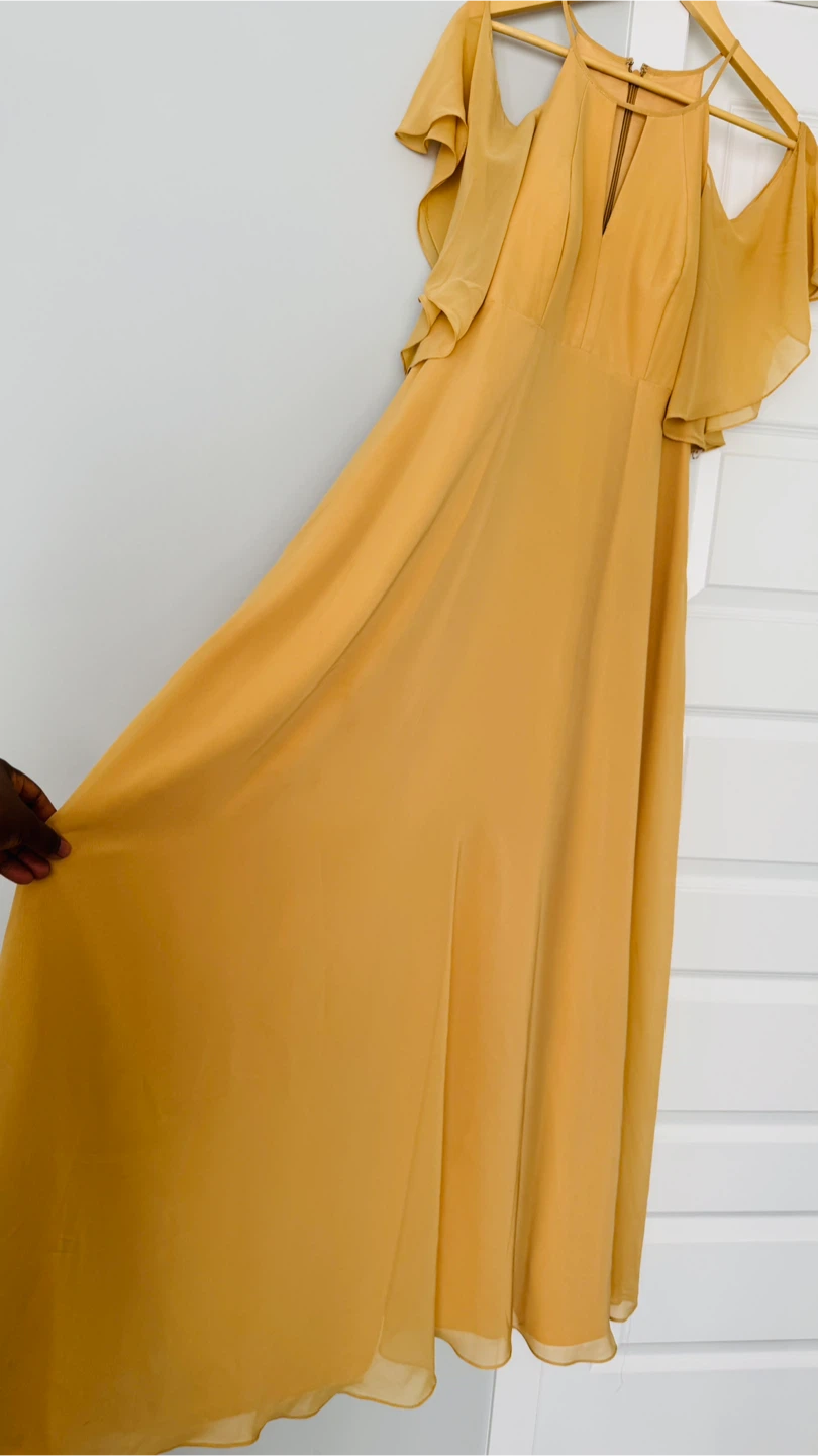 Gold A-line chiffon Maternity Dress ress - photo 4