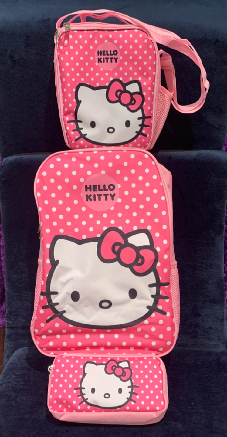 Hello Kitty Pink Polka Dot Backpack Set