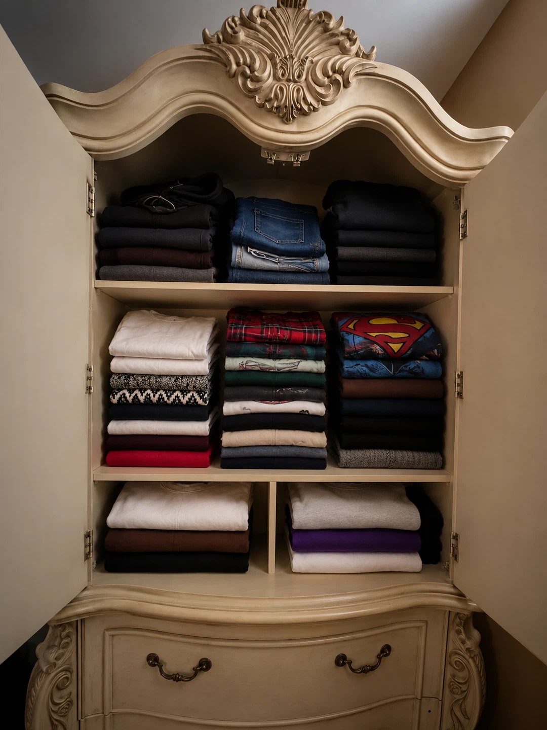 Ornate Vintage Wardrobe Armoire with Drawers - photo 3