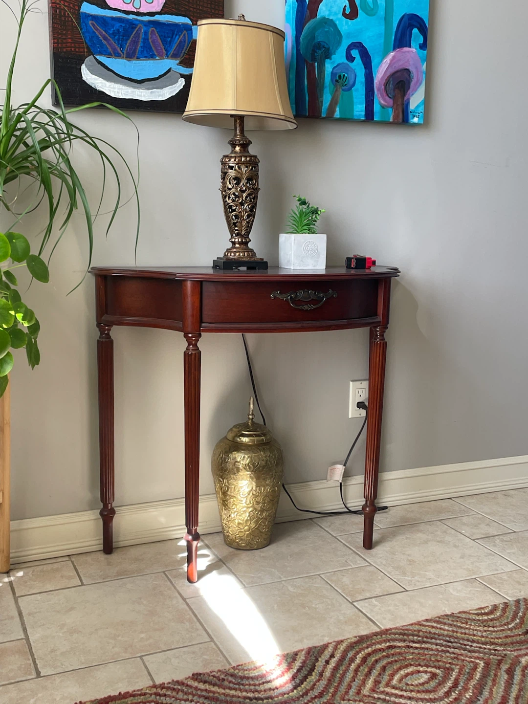 Mahogany Console Table with Drawer