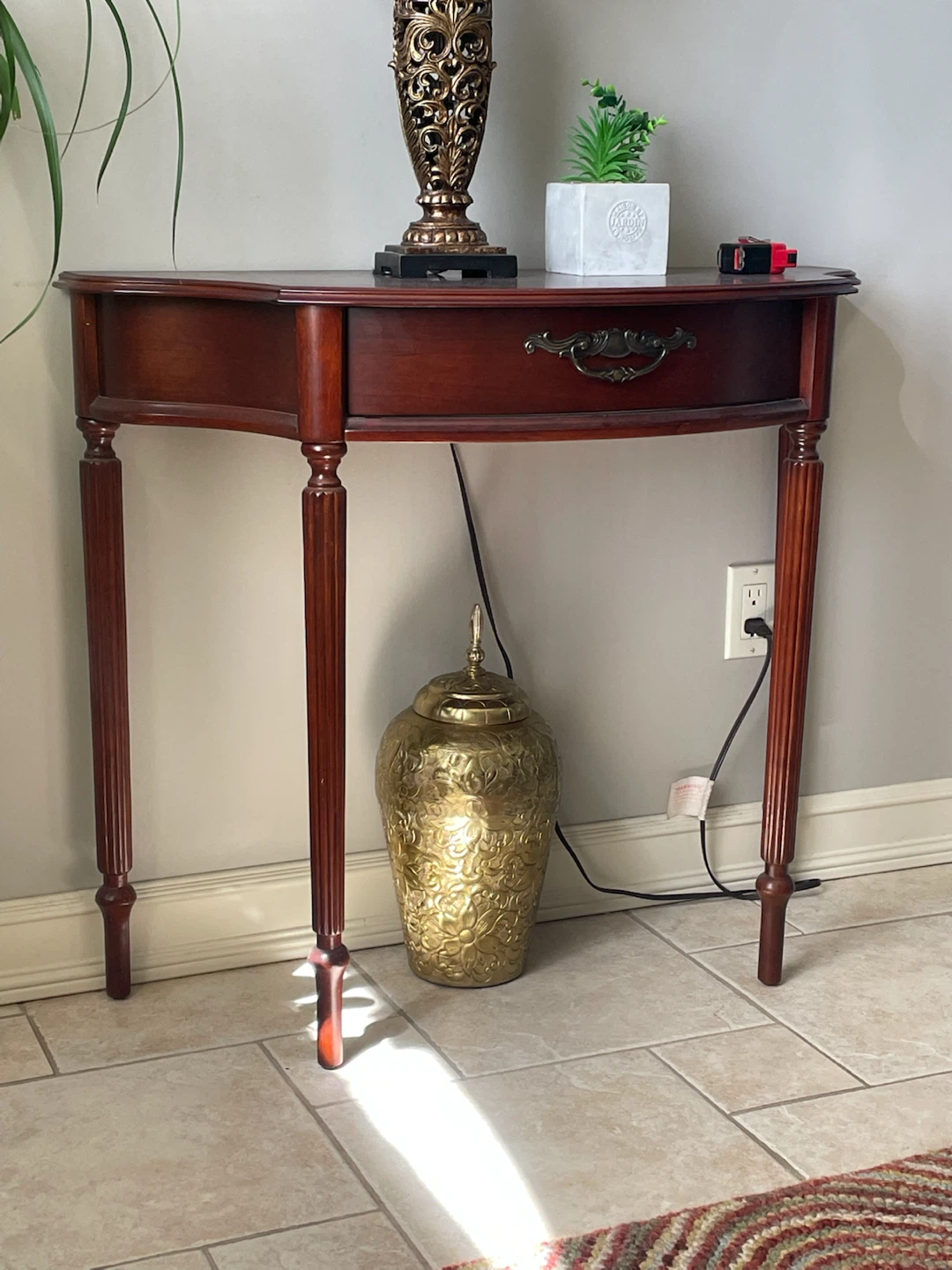 Mahogany Console Table with Drawer - photo 2