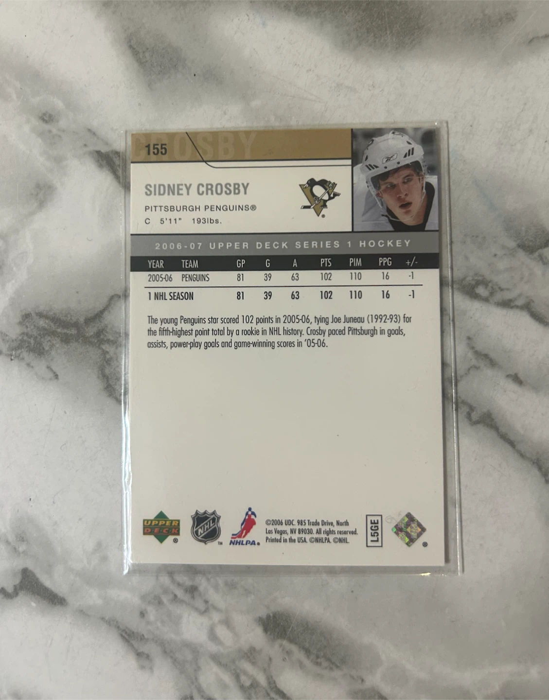 2006-07 Upper Deck Series 1 Sidney Crosby Hockey Card - photo 2