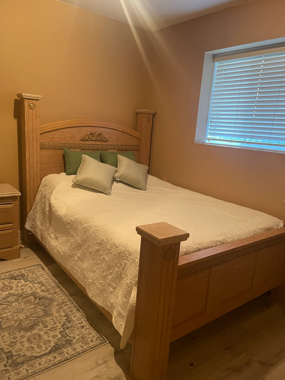 Wooden Bed Frame with Ornate Headboard