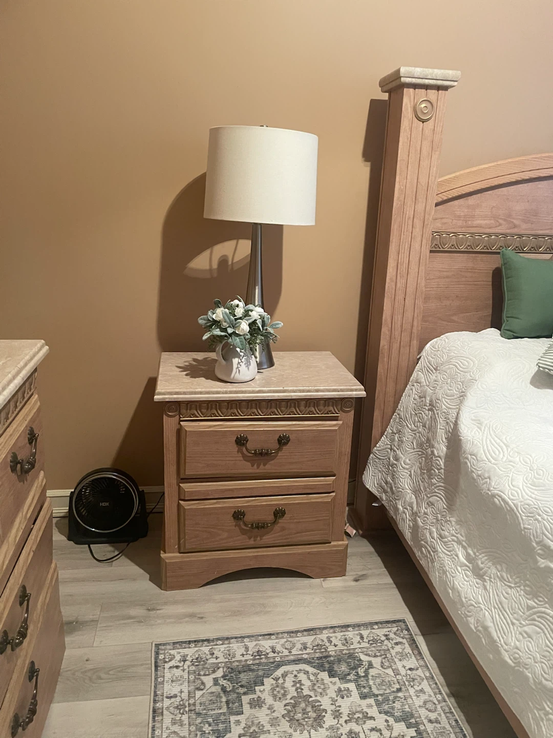 Wooden Bed Frame with Ornate Headboard - photo 2
