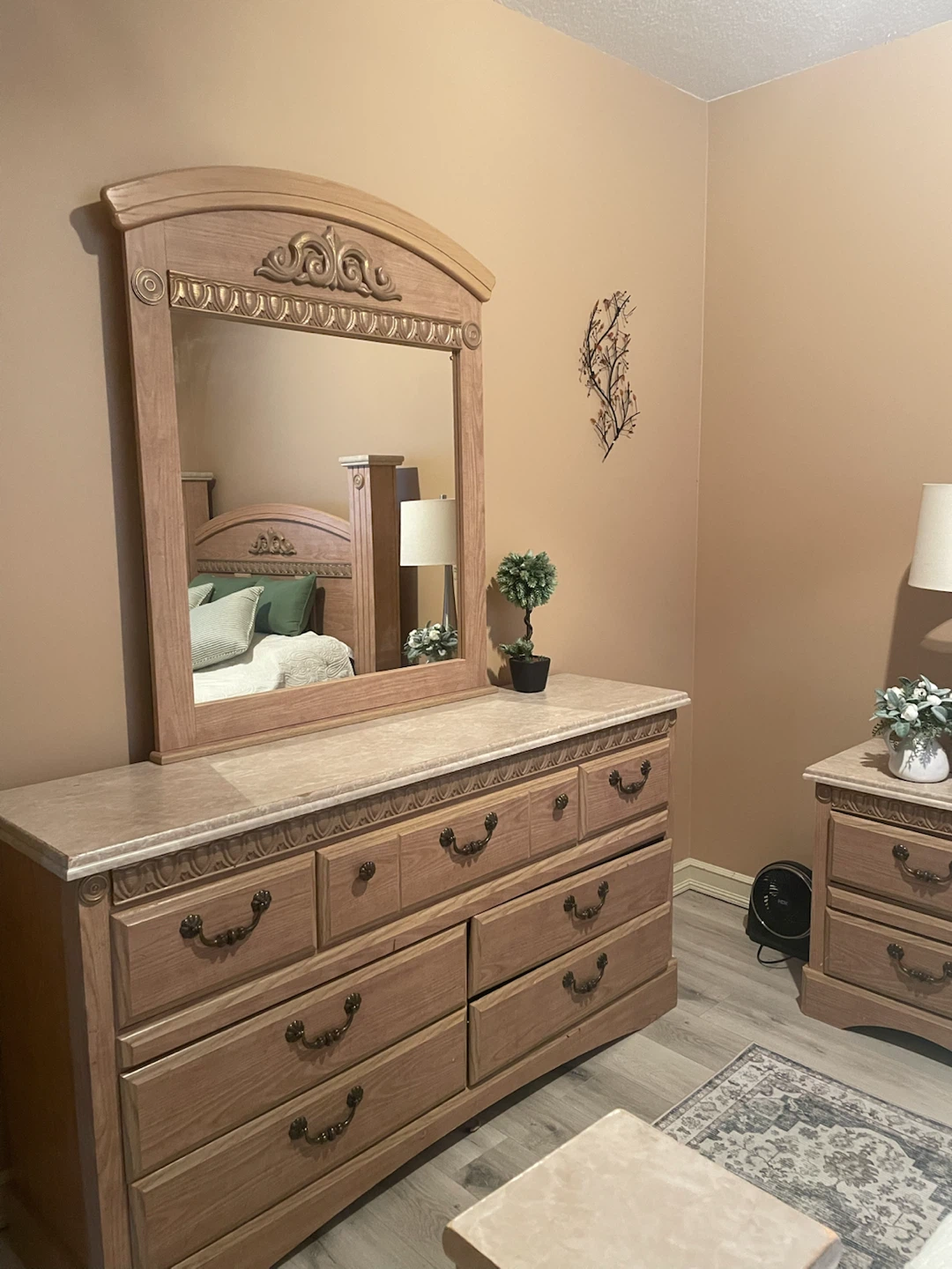 Wooden Bed Frame with Ornate Headboard - photo 3