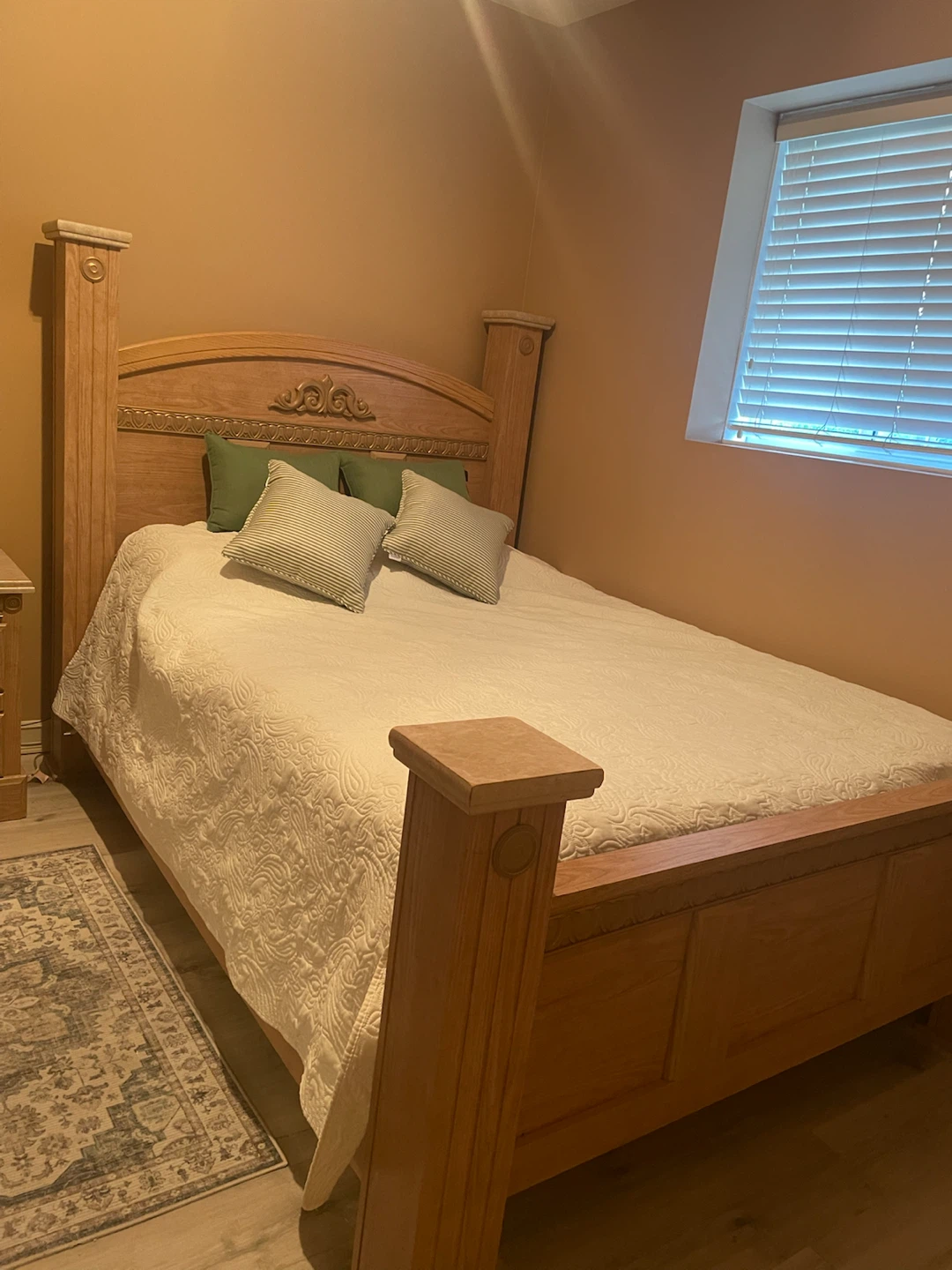 Wooden Bed Frame with Ornate Headboard - photo 5