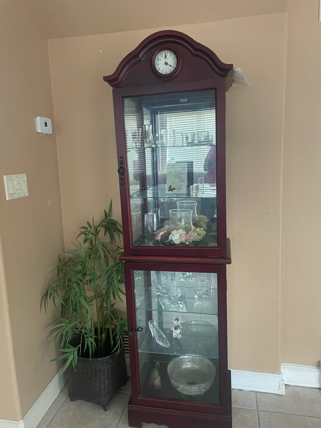 Wooden Display Cabinet with Clock - photo 2