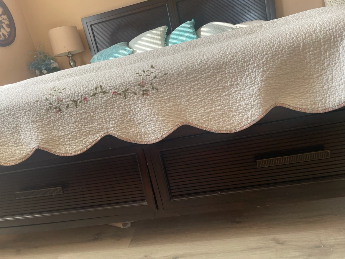 Dark Wood Headboard with Storage Drawers - photo 3