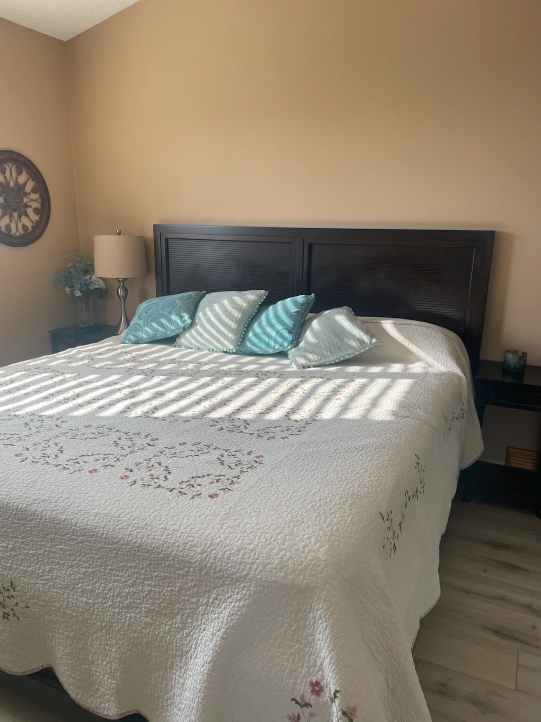 Dark Wood Headboard with Storage Drawers - photo 4