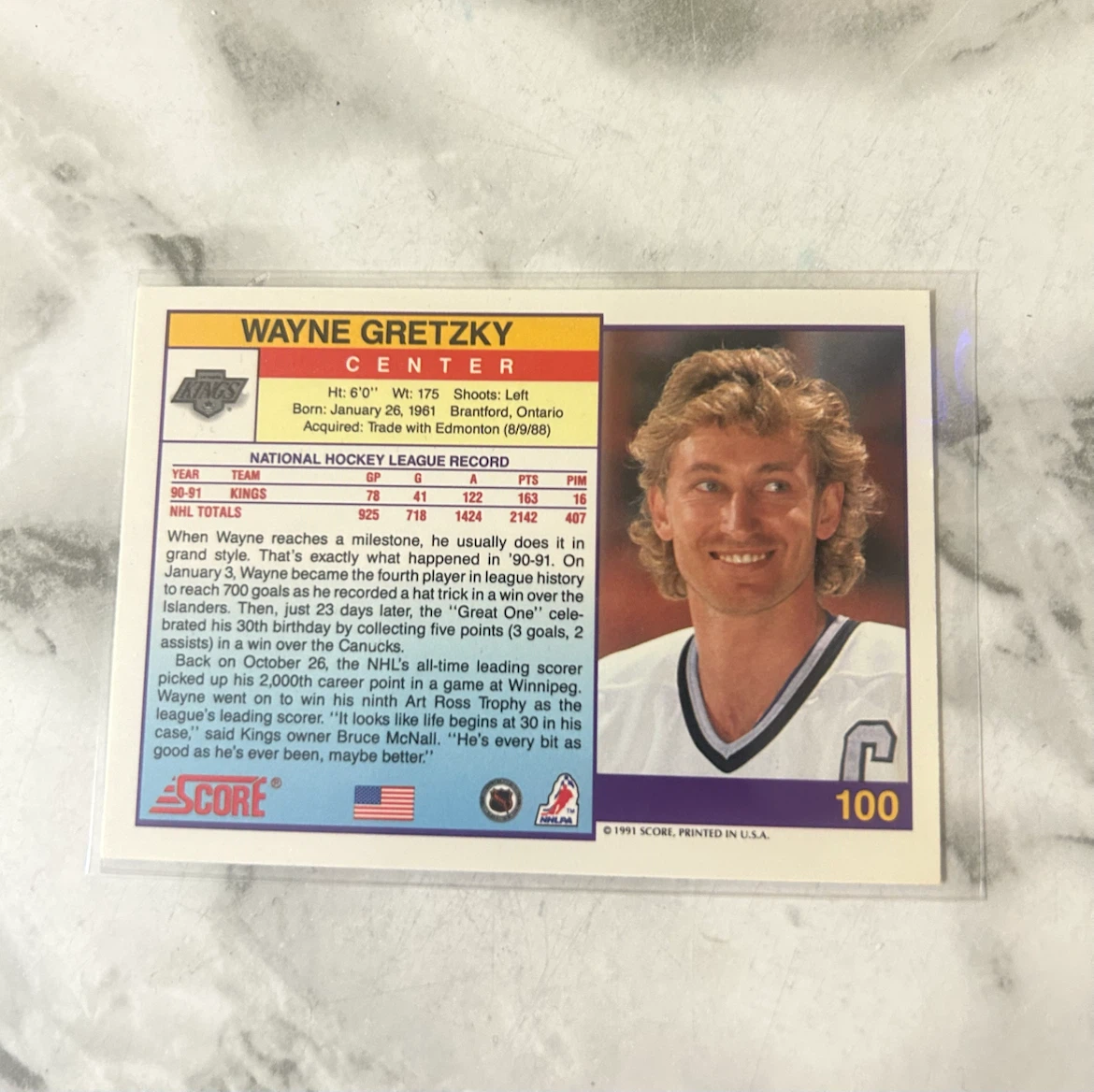 Score 91 Wayne Gretzky Hockey Card - photo 2