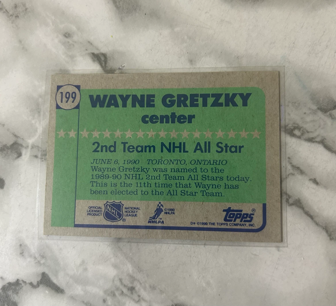 1990 Topps Wayne Gretzky All-Star Hockey Card - photo 2