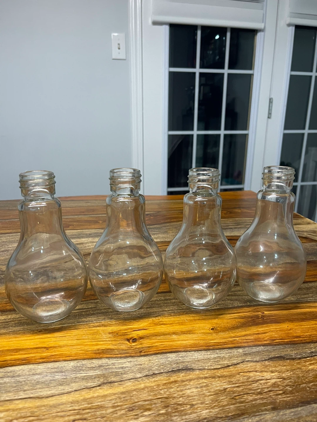 Set of 4 Light Bulb Shaped Glass Bottles with Caps - photo 2