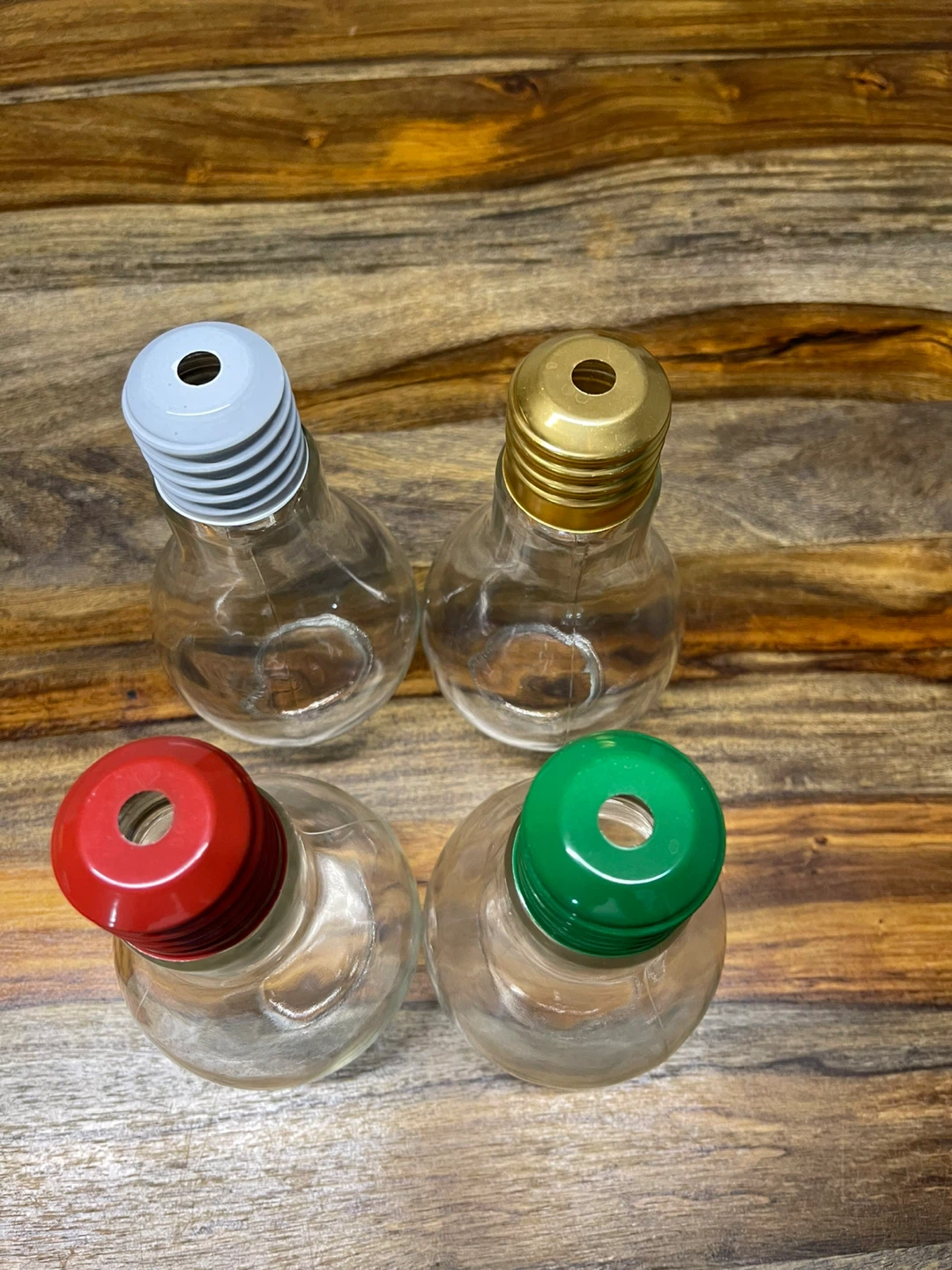 Set of 4 Light Bulb Shaped Glass Bottles with Caps - photo 3