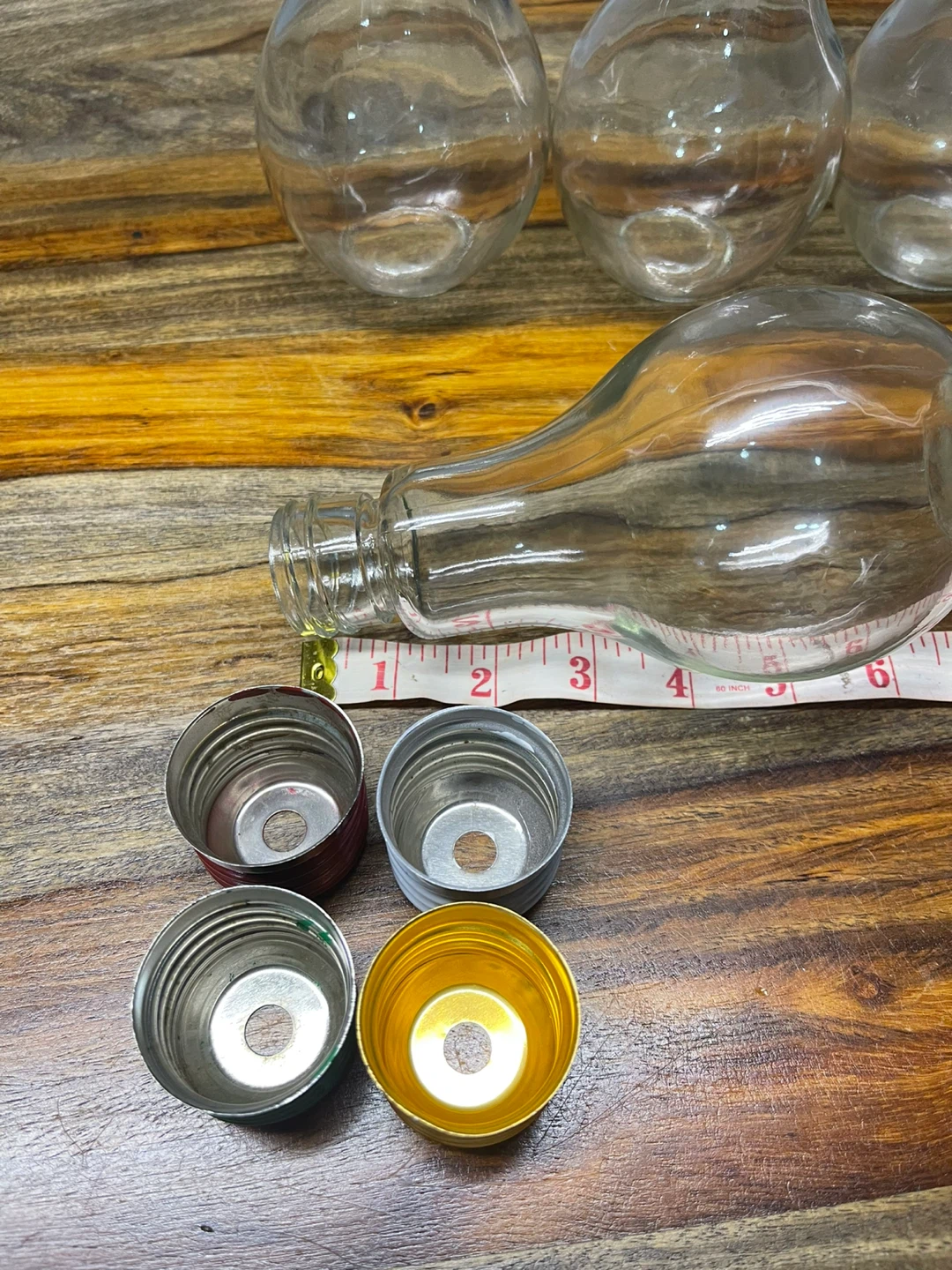 Set of 4 Light Bulb Shaped Glass Bottles with Caps - photo 4