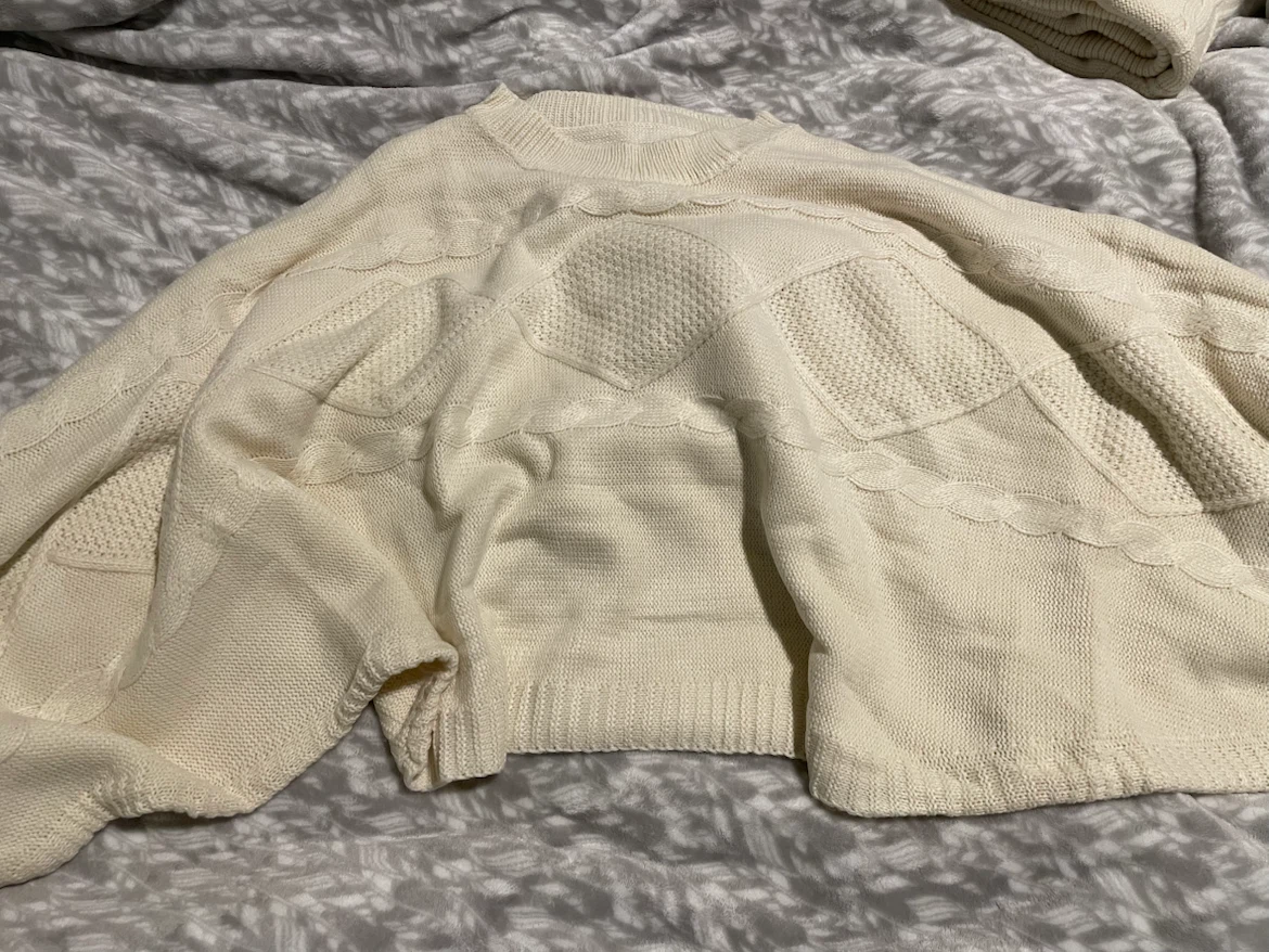 Cream Knit Sweater and Skirt Set