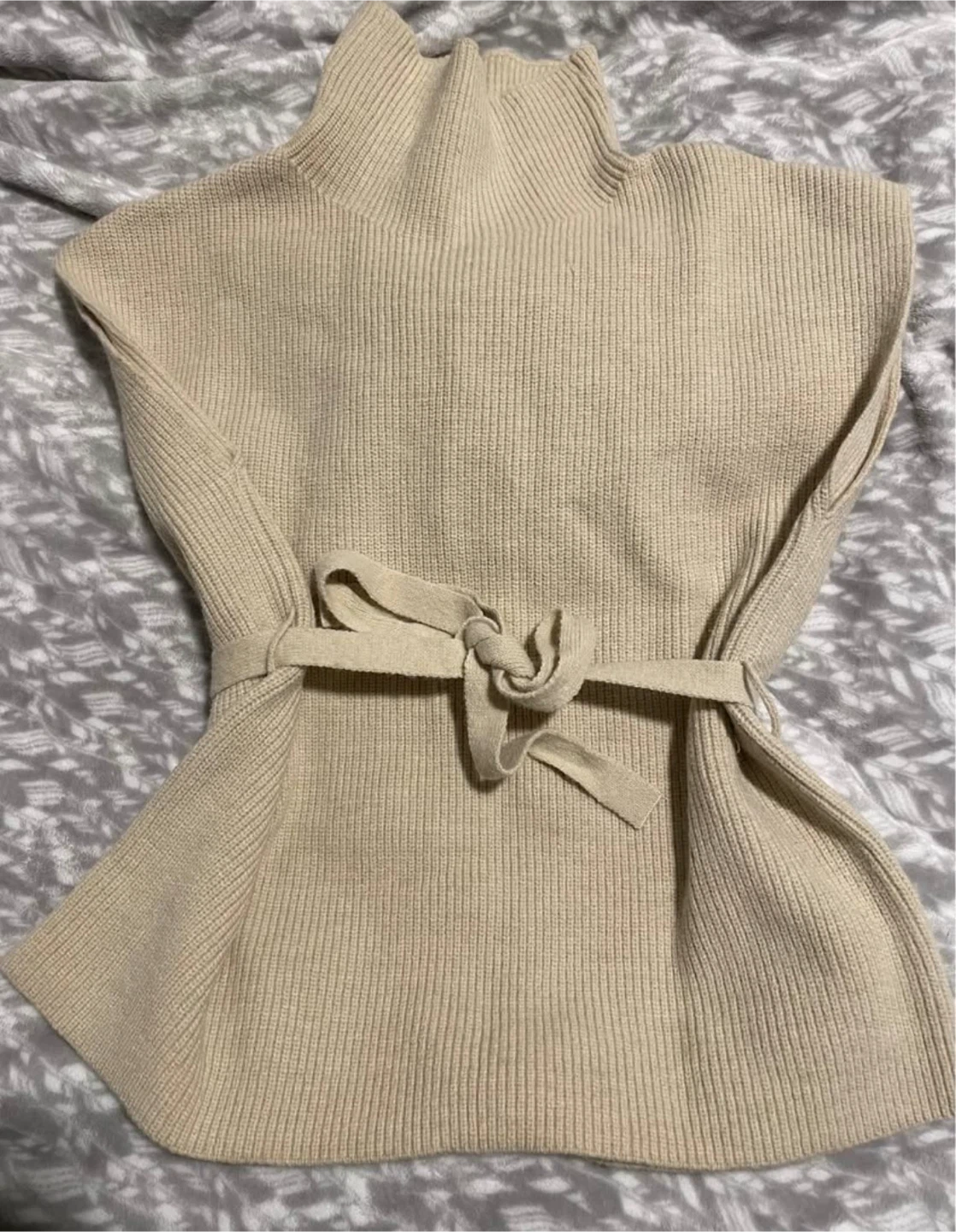 Ribbed Knit Turtleneck Sleeveless Top & Skirt Set