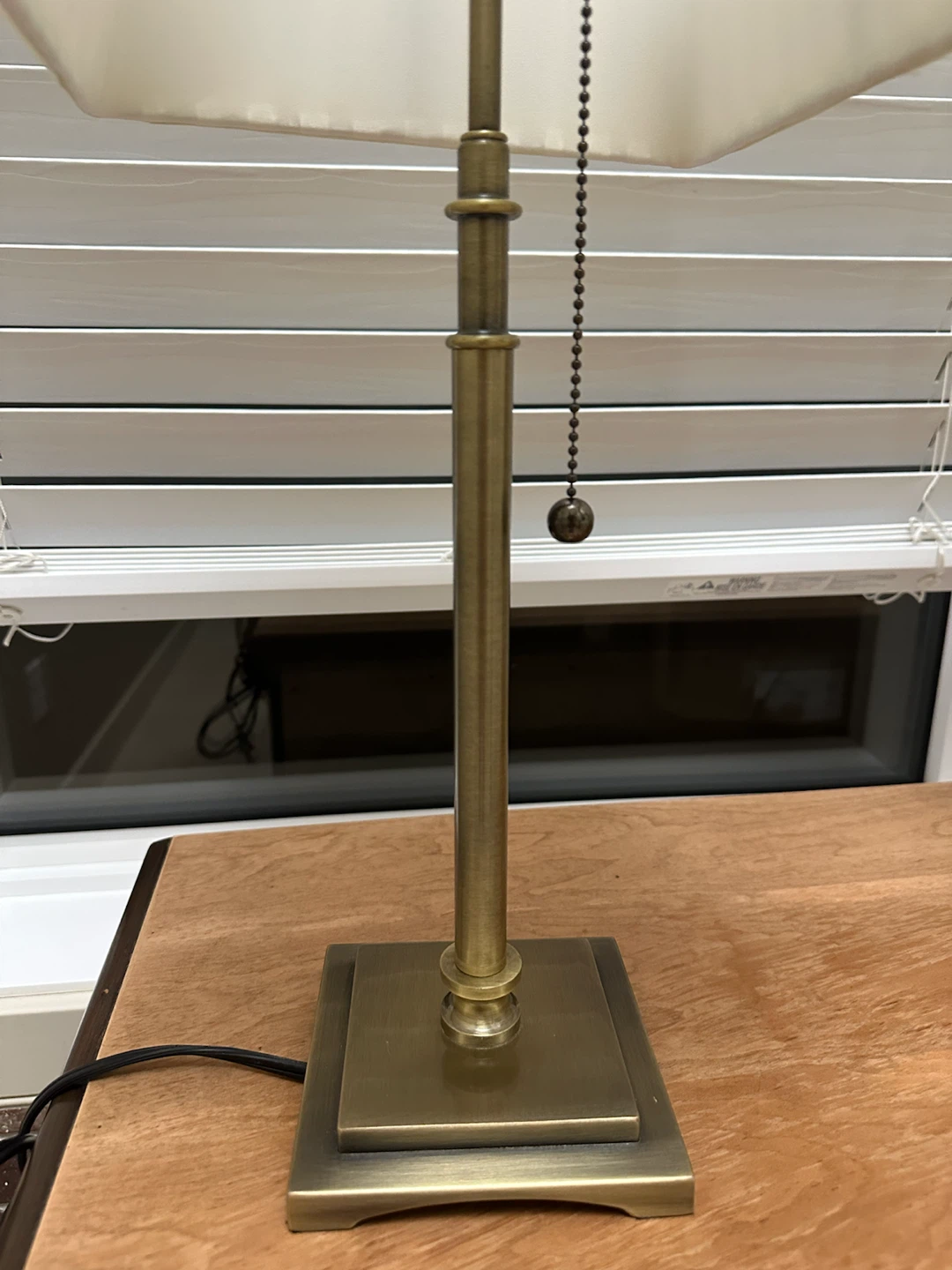 Pair of 2 Solid Brass Table Lamps Pleated Fabric Shades - photo 4
