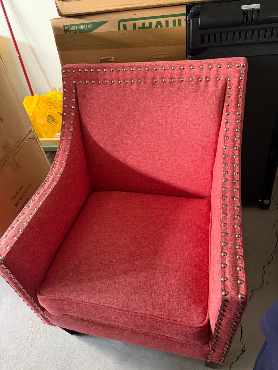 Coral Accent Chair with Studded Details