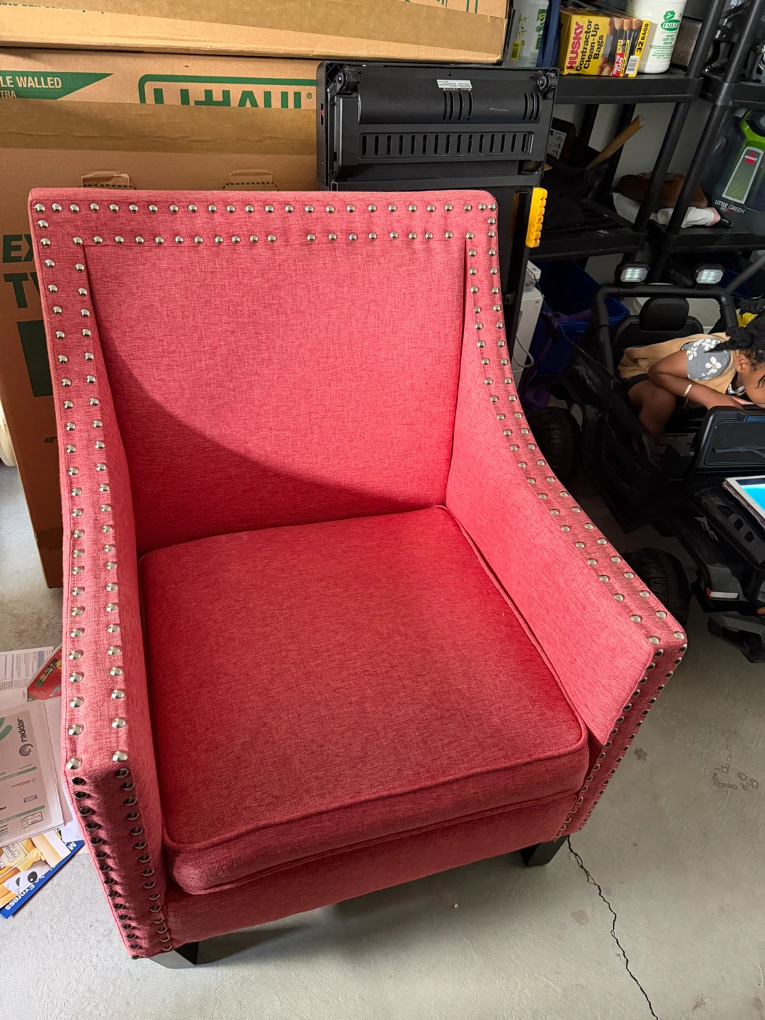 Coral Accent Chair with Studded Details - photo 3