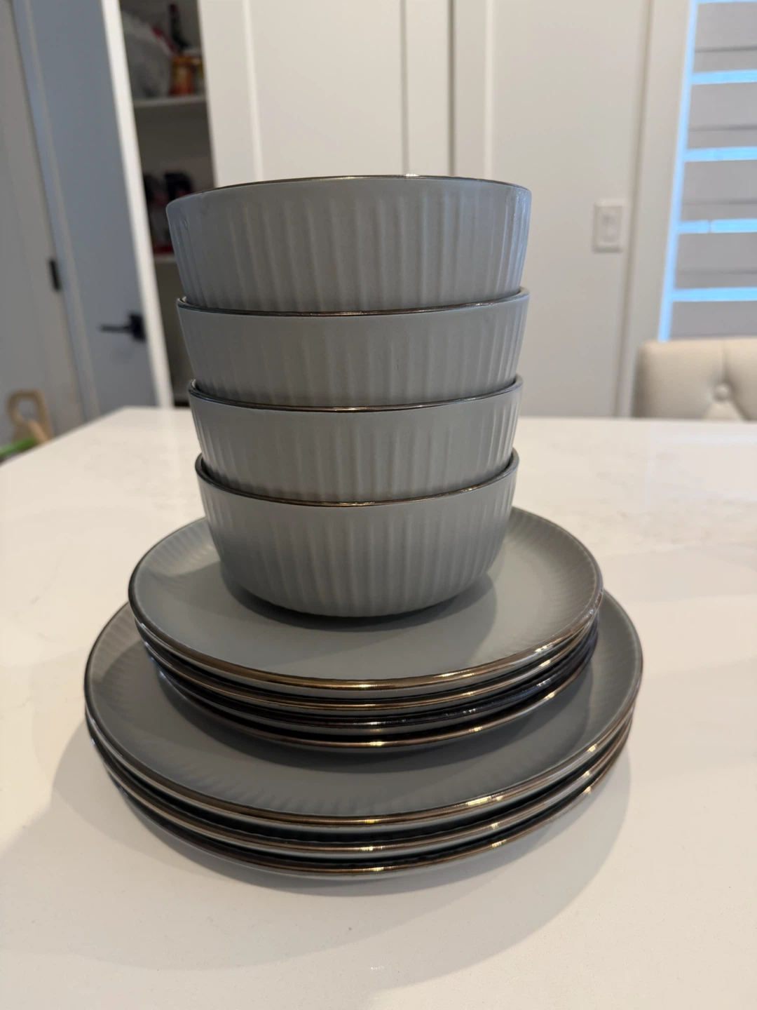 Grey Ramekin Bowls and Plates Set