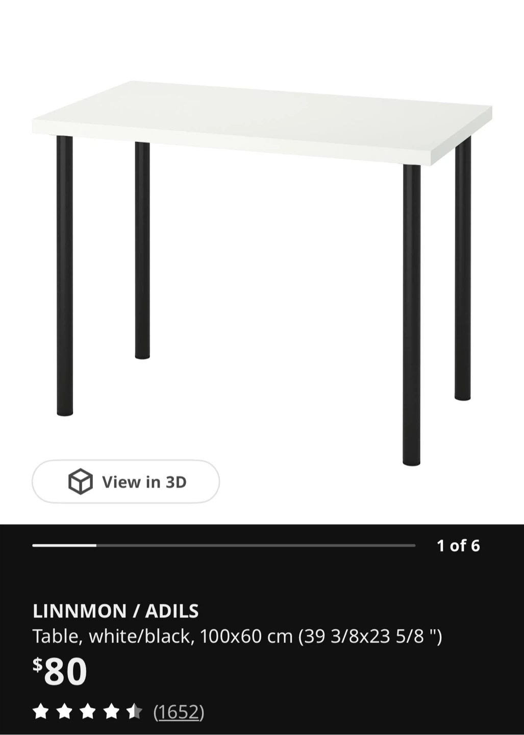 IKEA LINNMON / ADILS Table - White/Black - photo 2