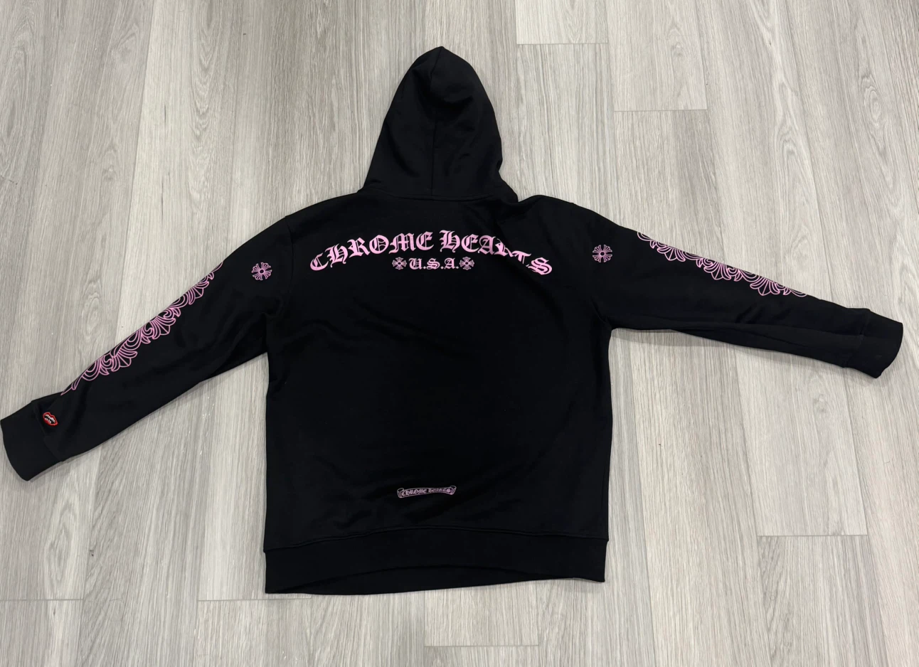 Chrome Hearts Black Hoodie with Pink Detail