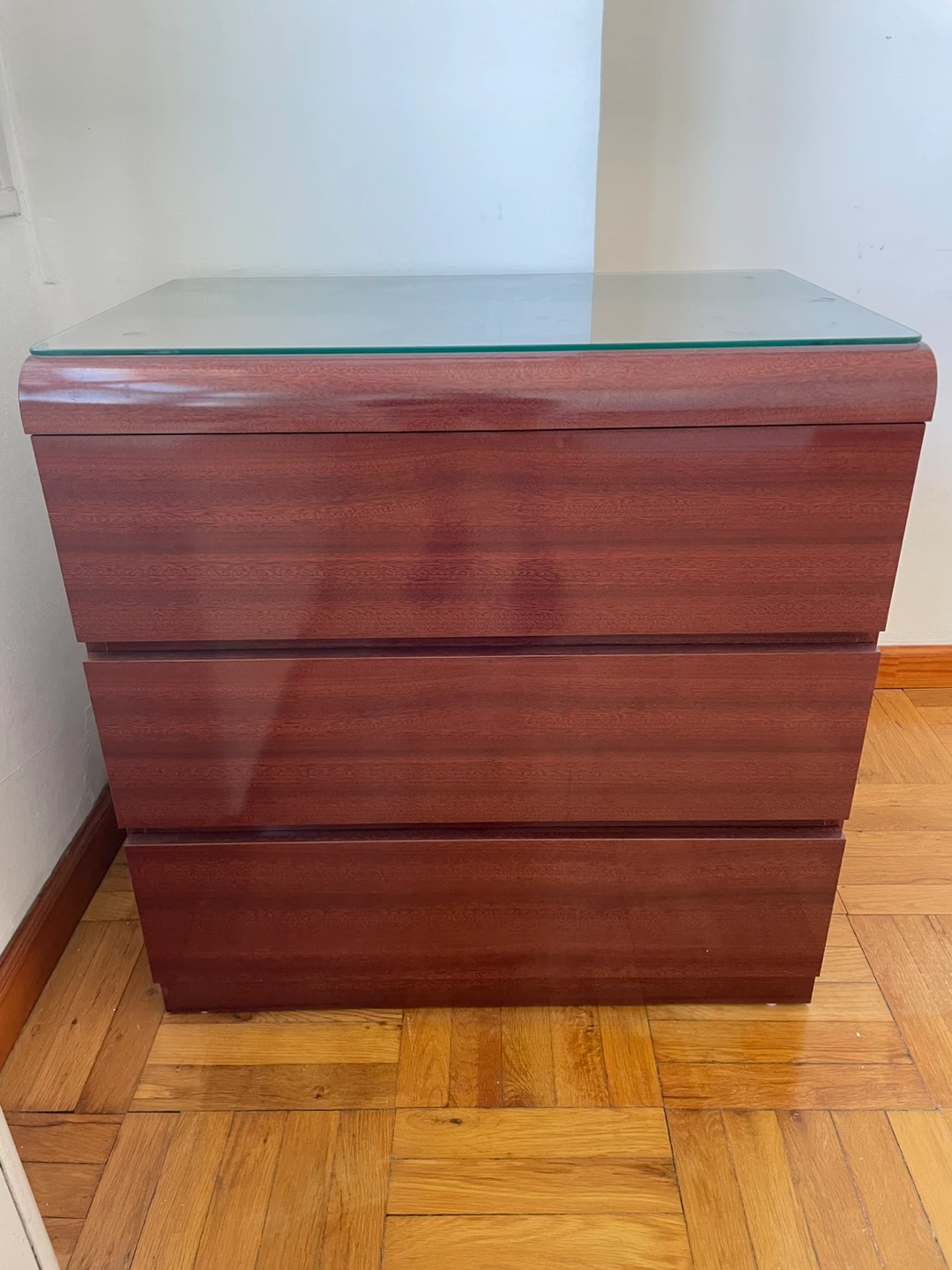 SET of 2:  3-Drawer Dresser with Glass Top
