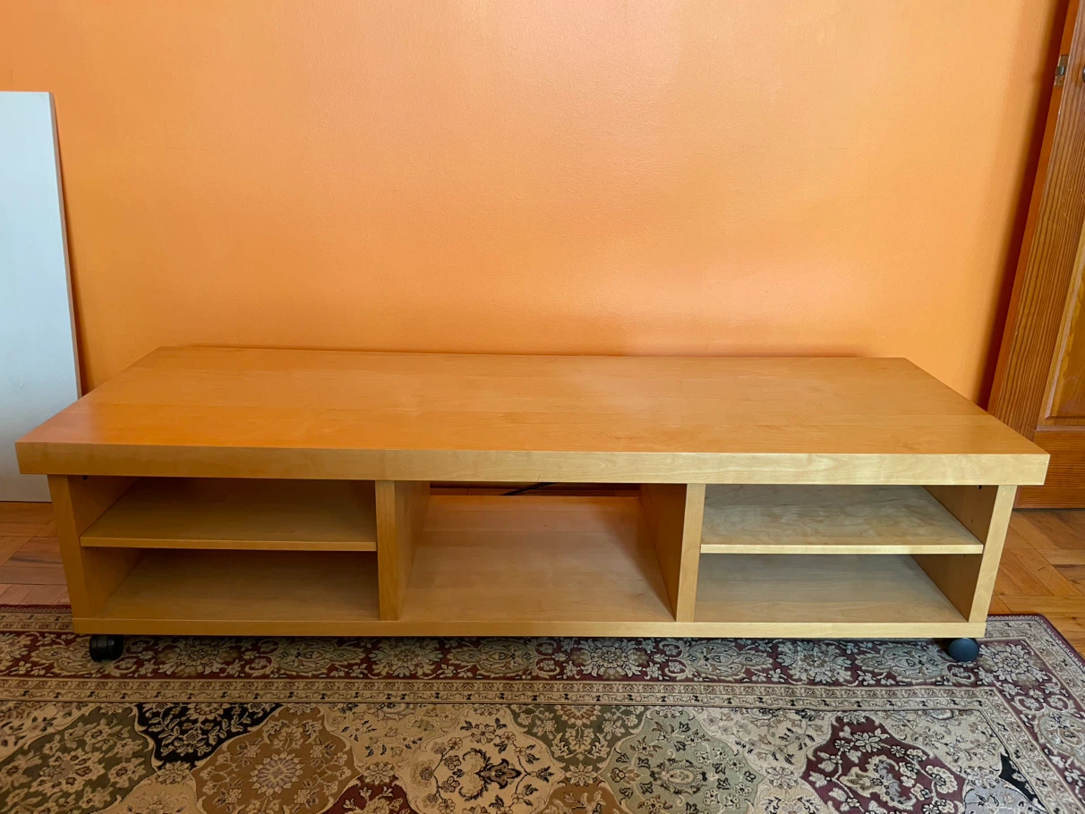 Light Wood Media Console TV Stand with Wheels
