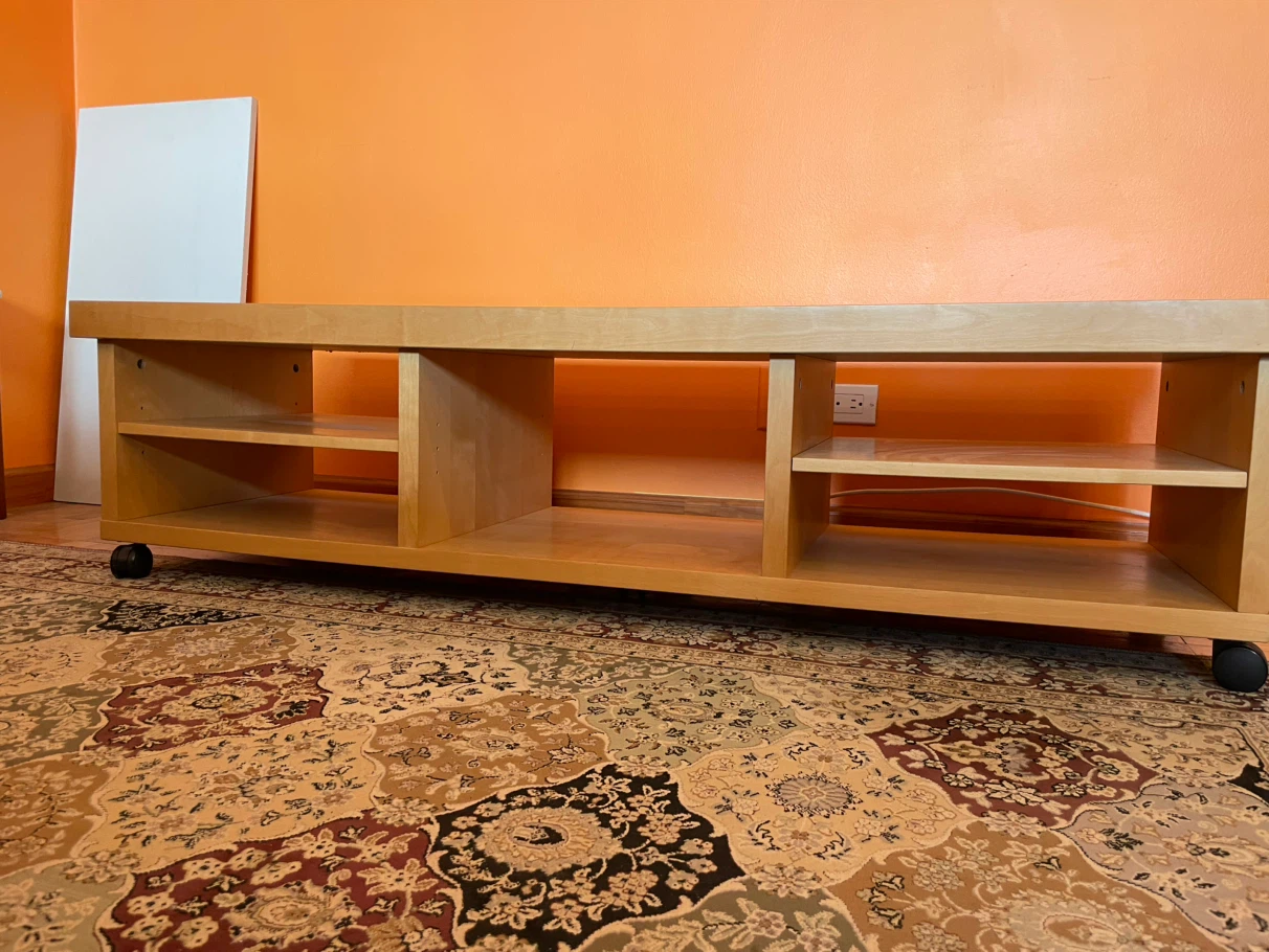 Light Wood Media Console TV Stand with Wheels - photo 2